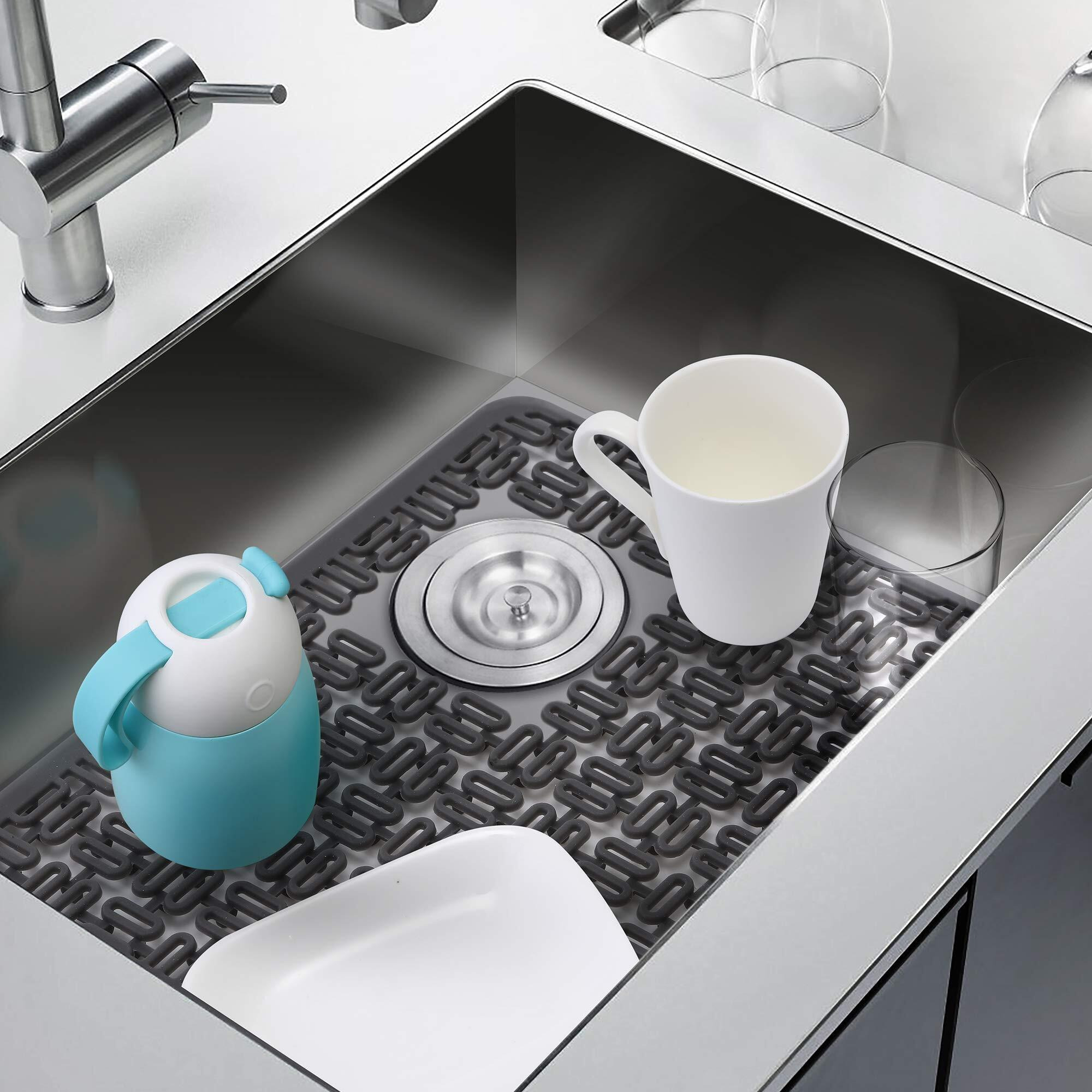 Silicone Sink Protectors For Kitchen Sink, Dish Drying Mat, Protector For Stainless Steel Sink, Adjustable, Flexible And Heat Resistant