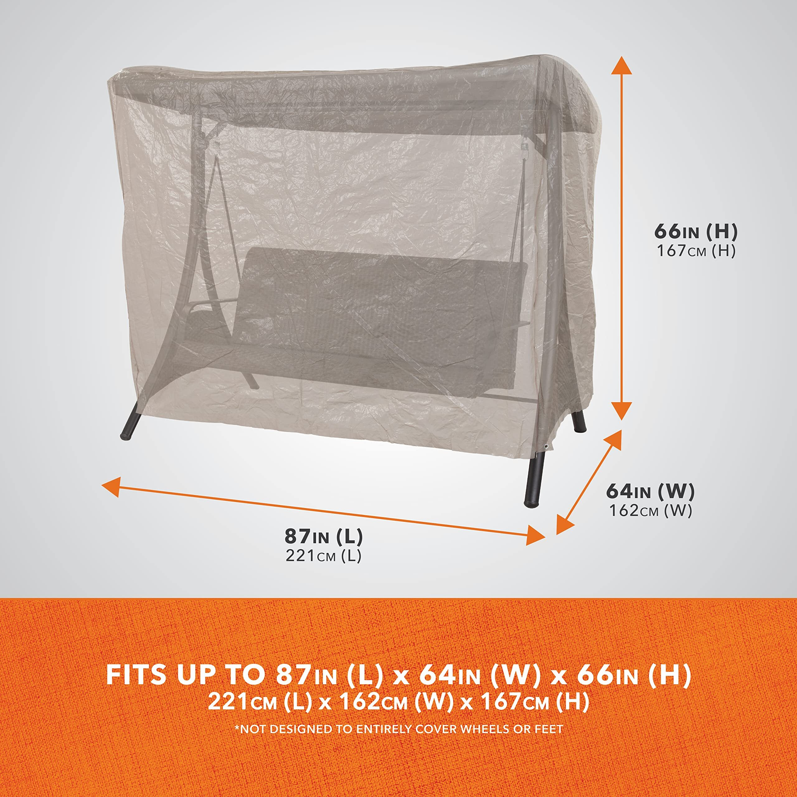 Modern Leisure Patio Swing Cover - Outdoor Furniture Protection Perfect For Patio, Deck, And Porch - Works For Single-, Double-, And Triple-Seater Swings - 87"" L X 64"" D X 66"" H - Beige, Khaki