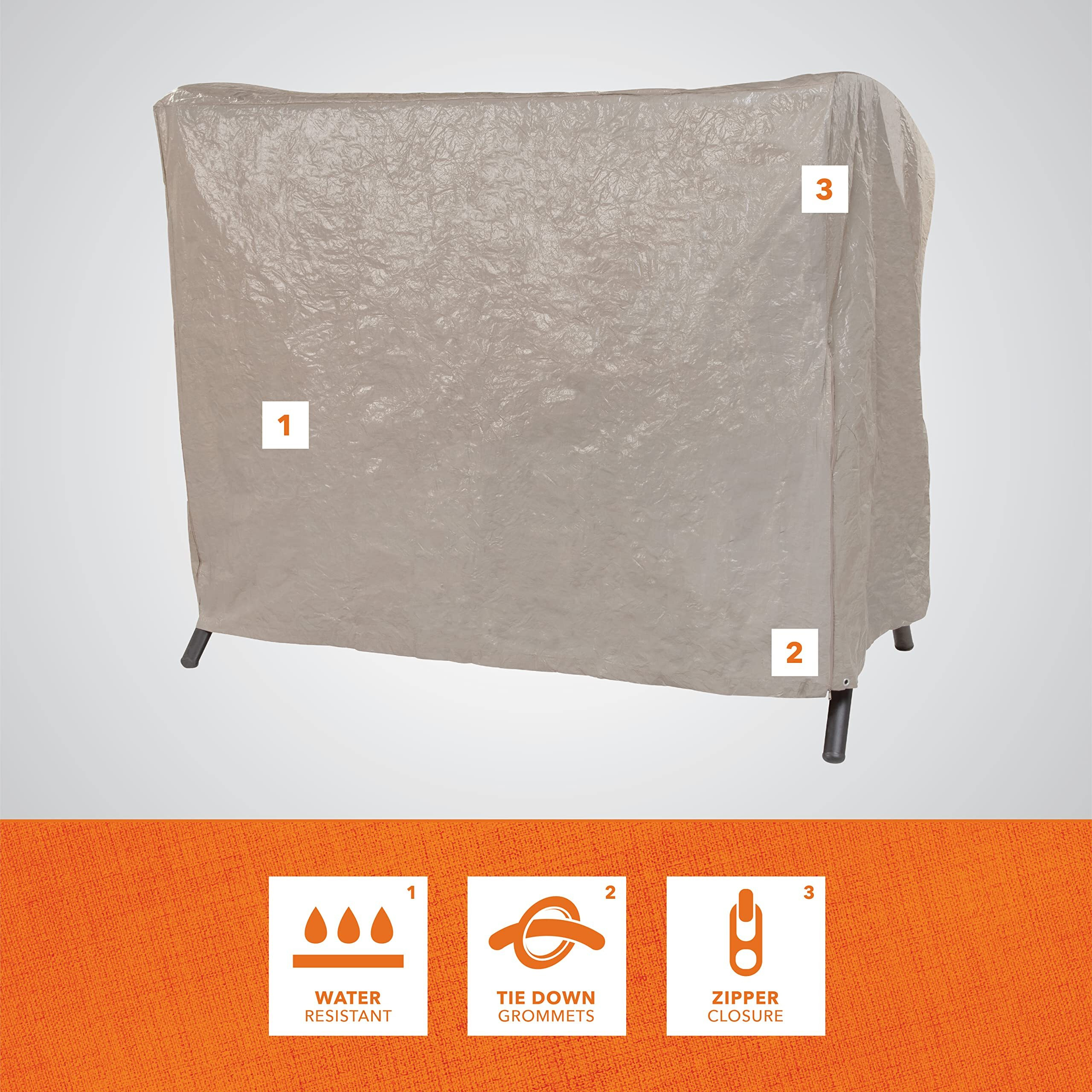Modern Leisure Patio Swing Cover - Outdoor Furniture Protection Perfect For Patio, Deck, And Porch - Works For Single-, Double-, And Triple-Seater Swings - 87"" L X 64"" D X 66"" H - Beige, Khaki