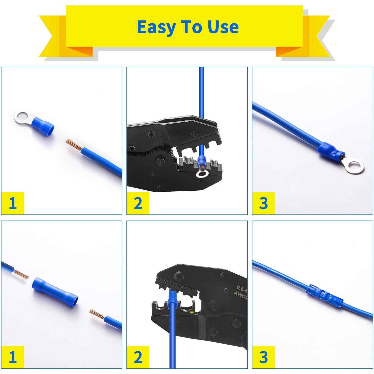 1200Pcs Electrical Connector Kit-Sopoby Automotive Insulated Crimpterminals Connectors For Wiring Mixed Ring Fork Spade Butt Connector Set