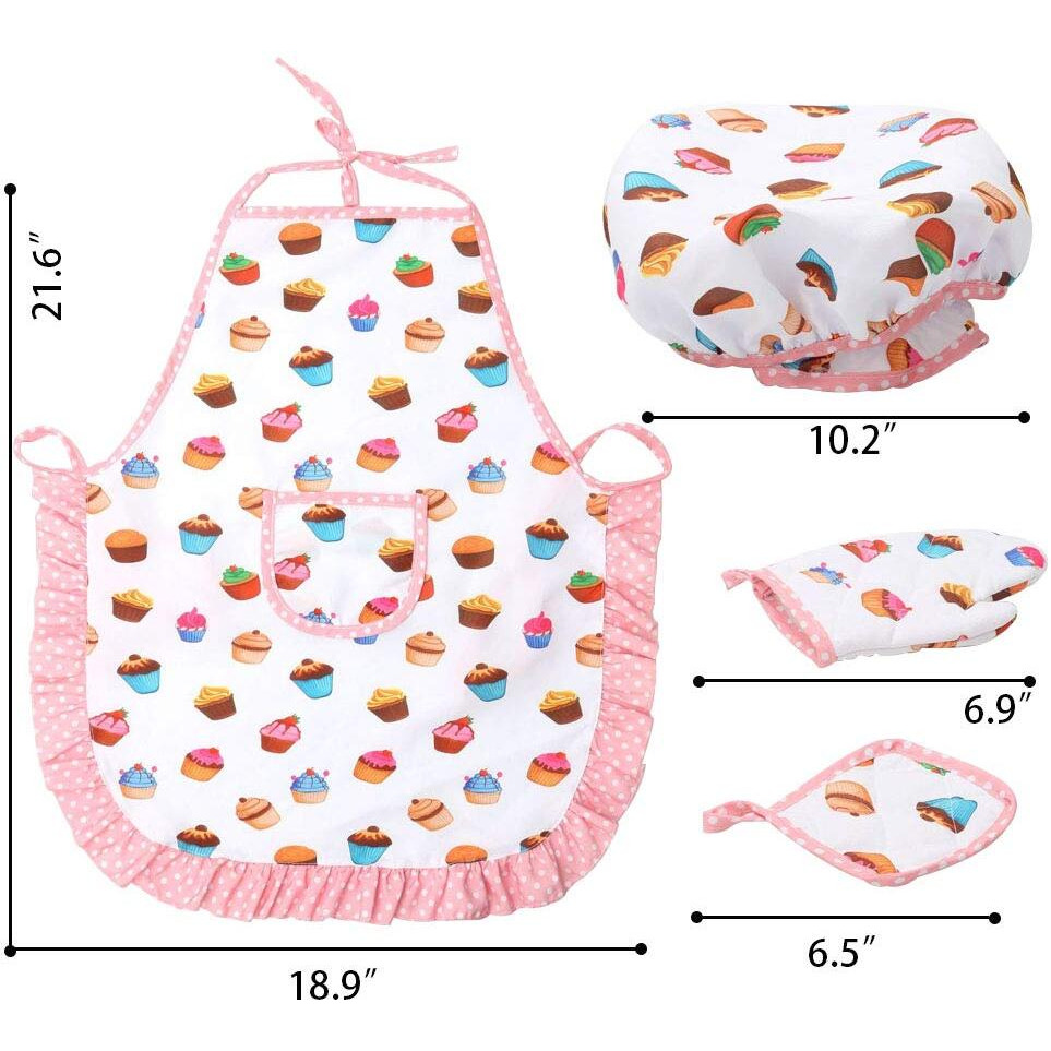 3 Otters 11Pcs Kids Cooking And Baking Chef Set, Halloween Toddler Dress Up & Pretend Play Dress Up Clothes For Kids Ages 3-12, Kitchen Toys With Kids Aprons For Girls, Complete Cooking Sets