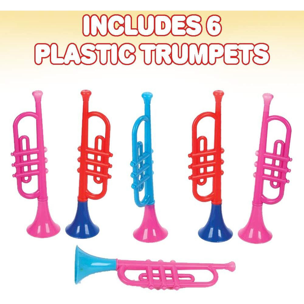 Artcreativity 13 Inch Plastic Trumpets, Set Of 6, Music Toys For Kids And...