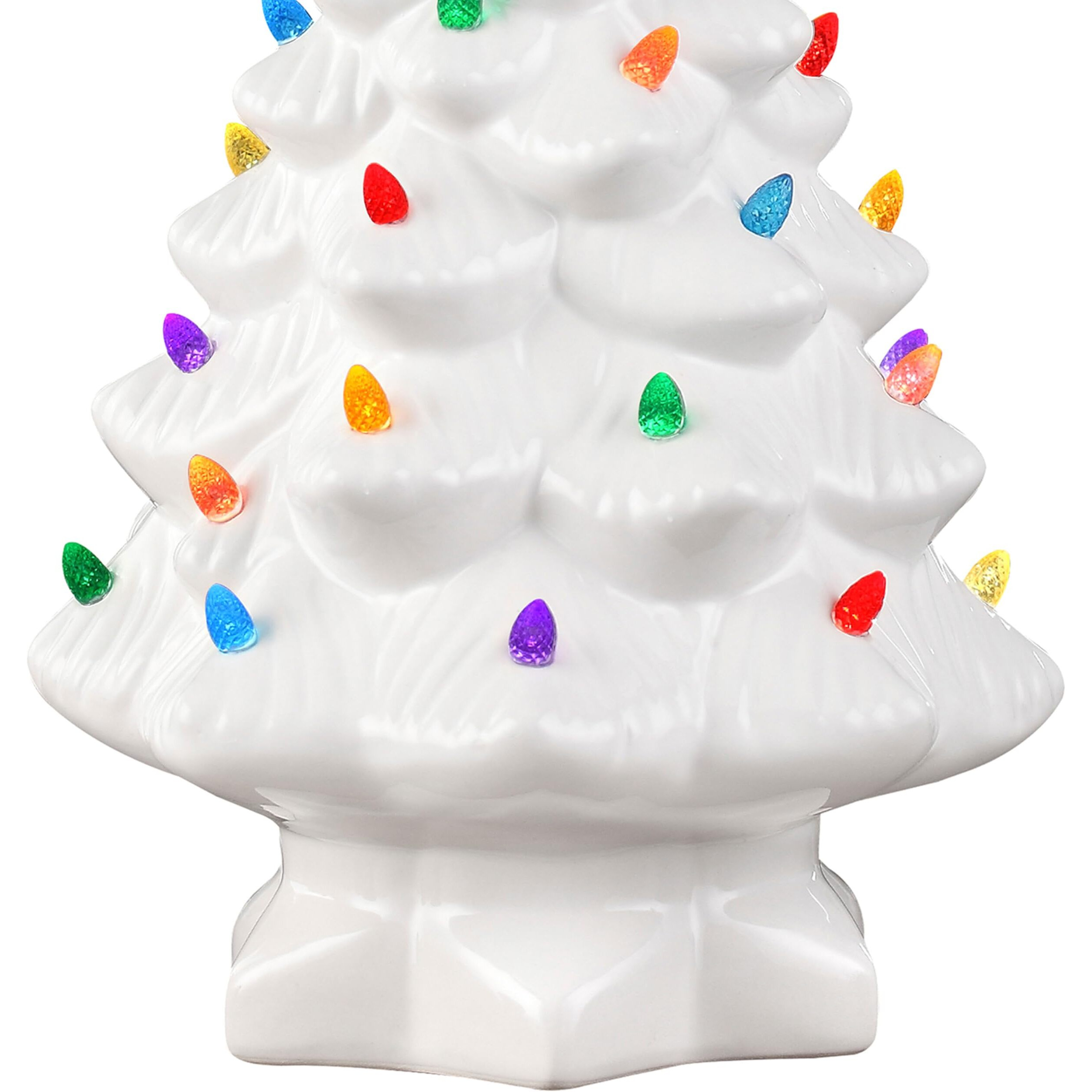 Mr. Christmas Nostalgic Ceramic Christmas Tree With Led Lights Indoor Decoration, 14 Inches, White