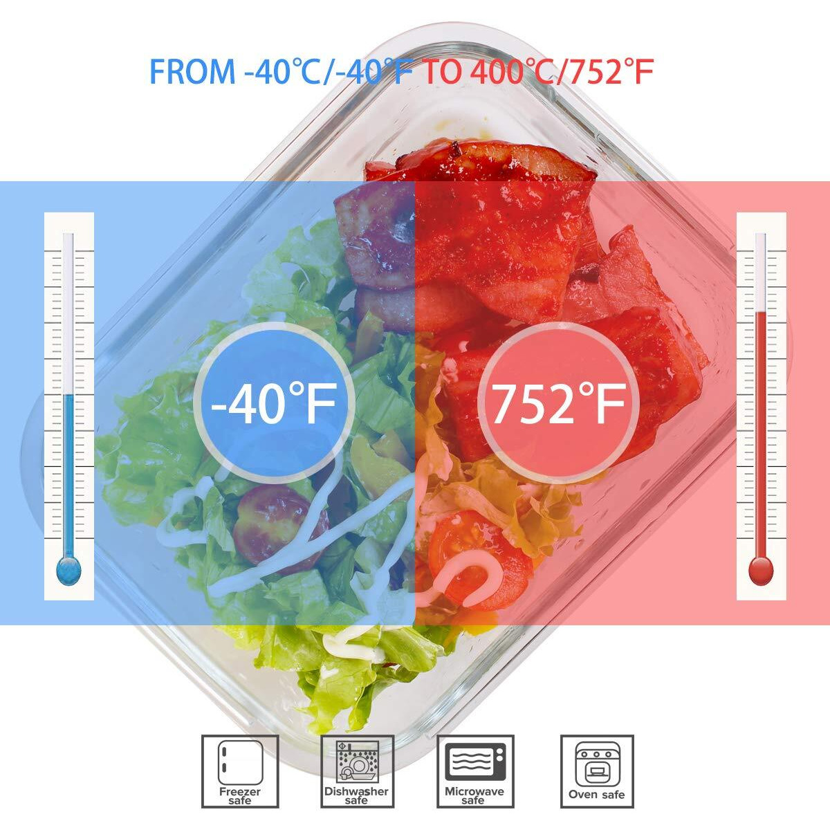 Ailtec Glass Food Storage Containers With Lids, [18 Piece] Meal Prep Containers For Food Storage , Bpa Free & Leak Proof (9 Lids & 9 Containers)