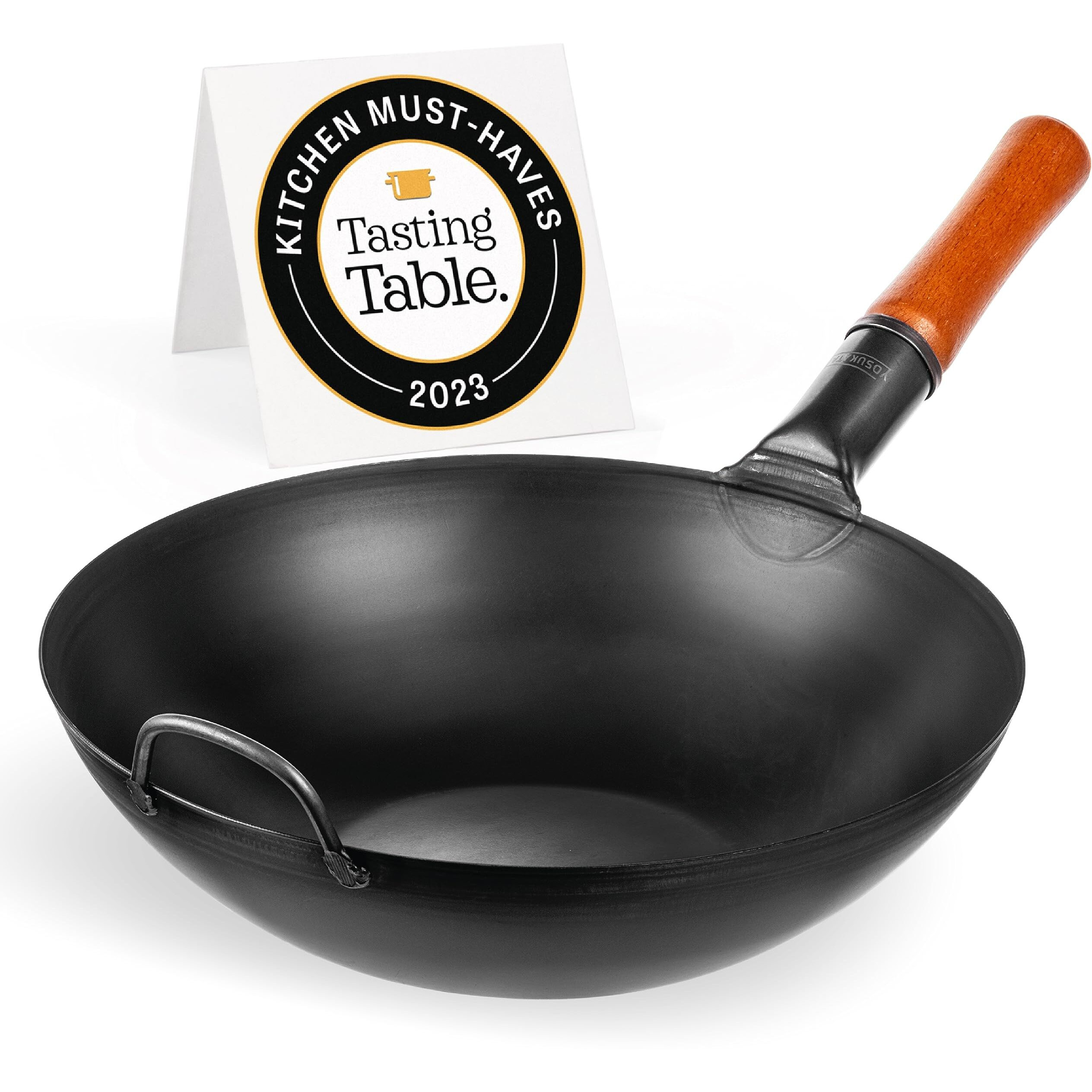 Yosukata Carbon Steel Wok Pan - 13,5  Stir Fry Pans - Chinese Wok With Flat Bottom Pow Wok - Traditional Japanese Woks - Black Carbon Steel