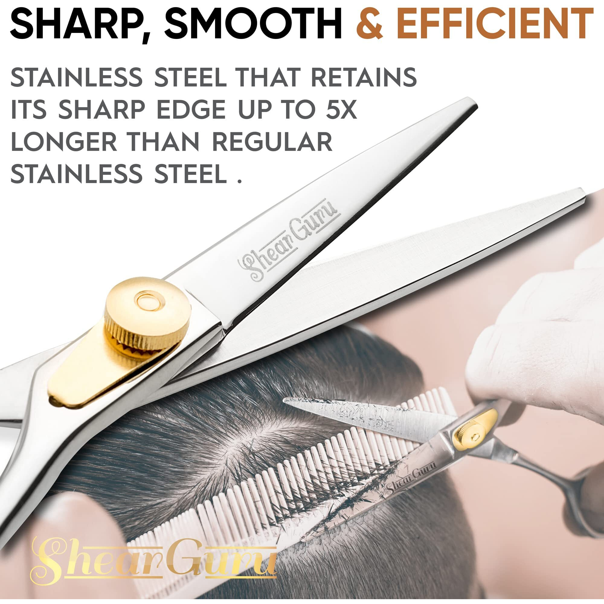 Shearguru Professional Barber Kit/Salon Haircut Scissors Cutting Set - 6.5""-Straight Edge Razor Sharp Barber Scissors + Texturizing Thinning Shears Styling Hair For Women Men