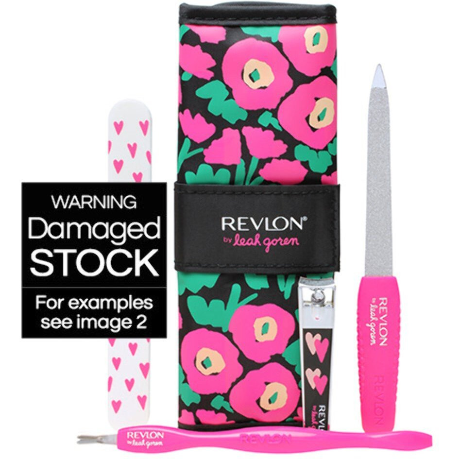 Revlon X Barbie Manicure Essentials Kit, 4 Piece Stainless Steel Beauty Set Includes Nail Buffer, Emeryl File, Cuticle Pusher, Nail Clipper & Travel Case (Color May Vary)