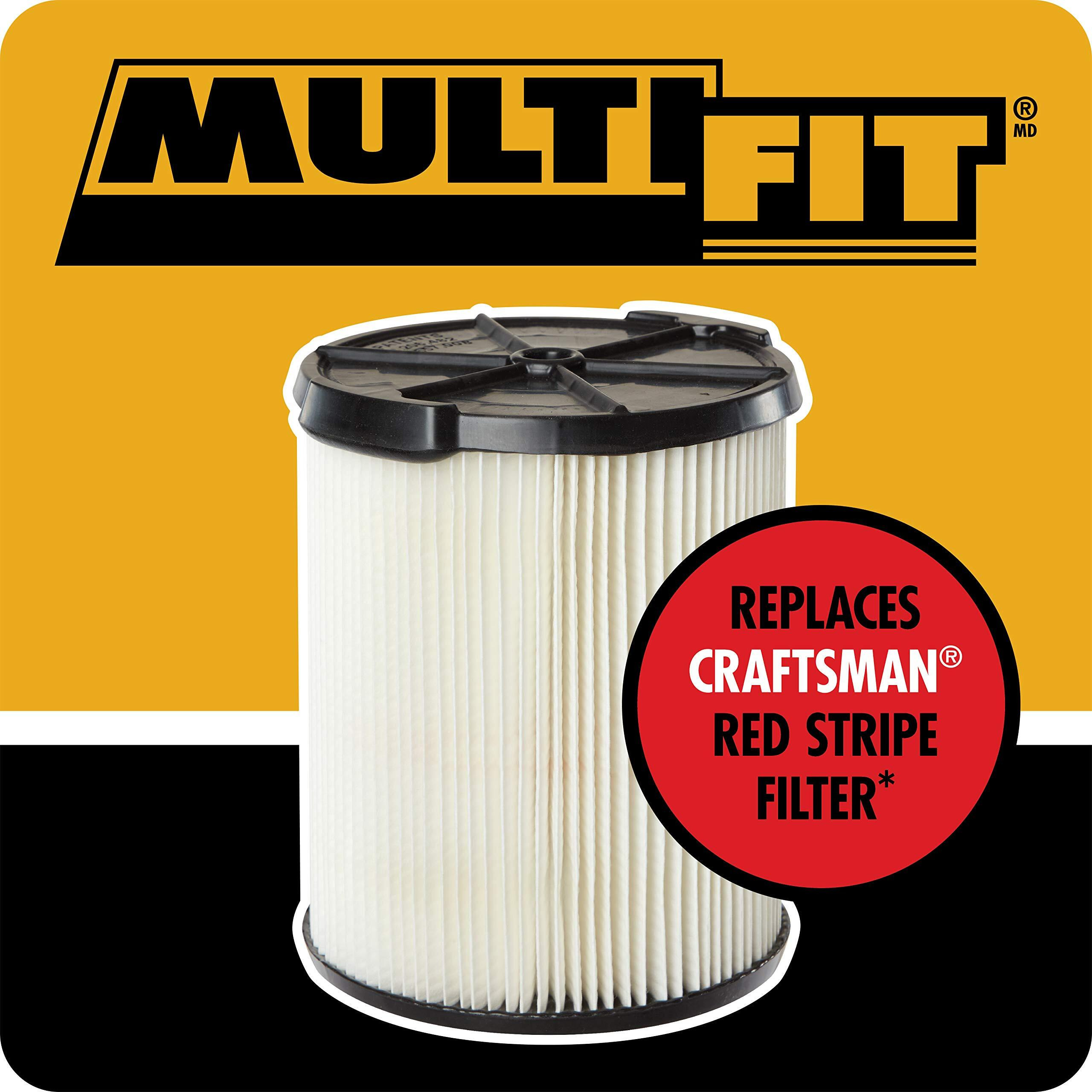 Multi Fit Wet Dry Vac Filter Vf7816 Standard Replacement Wet/Dry Vacuum Cartridge Filter For Select Craftsman Shop Vacuum Cleaners 5-Gallon And Larger