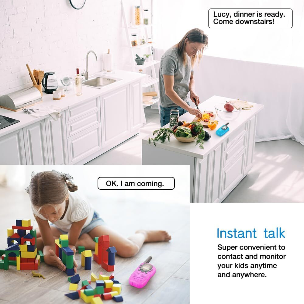 Walkie Talkies For Kids Toys For Boys Girls 4-6, 3 Miles Range Walkie Talkie To Camping, Outdoor 4 Year Old Girl Birthday Gifts For 3 4 5 6 7 Year Old Boy Girl Gifts Age 6-8 (Blue&Pink&Yellow, 3 Pack)