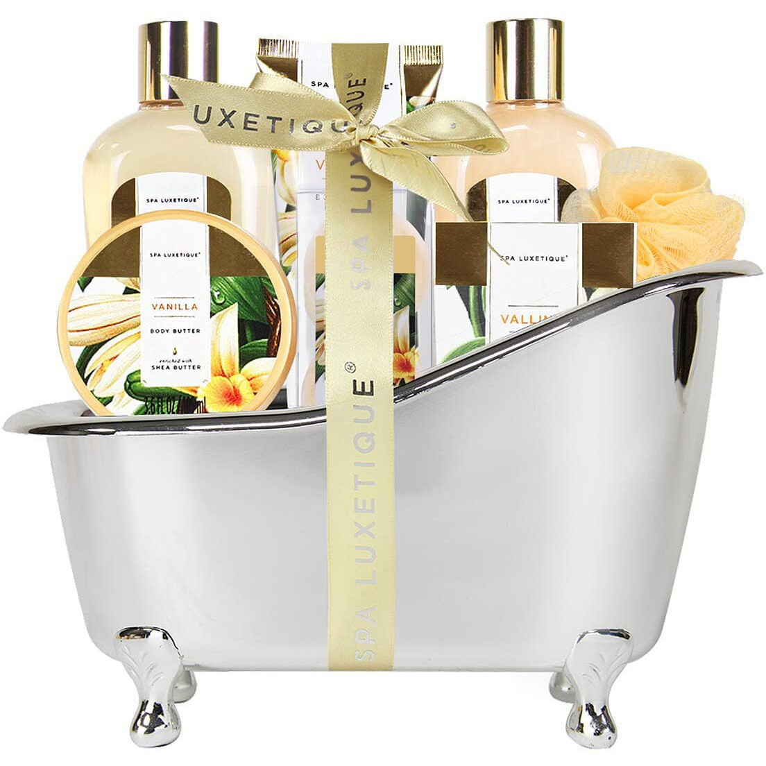Gifts For Women, Spa Luxetique Spa Gift Baskets For Women, 8 Pcs Vanilla Bath Sets For Women Gift, Bubble Bath Set For Women Gift, Vanilla Spa Kit Womens Christmas Gifts, Gift Sets For Women