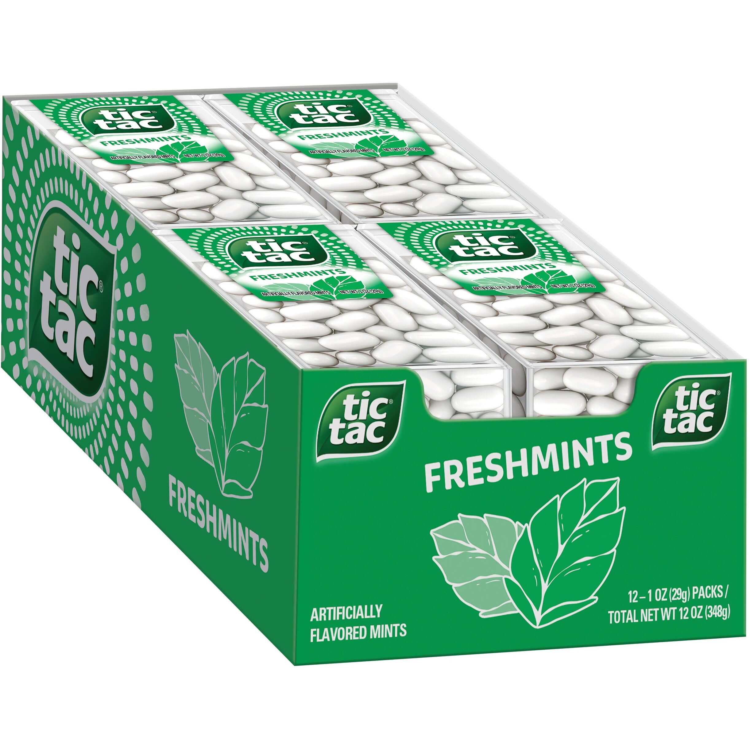 Tic Tac Freshmint Breath Mints, Bulk 12 Pack, On-The-Go Refreshment, 1 Oz Each