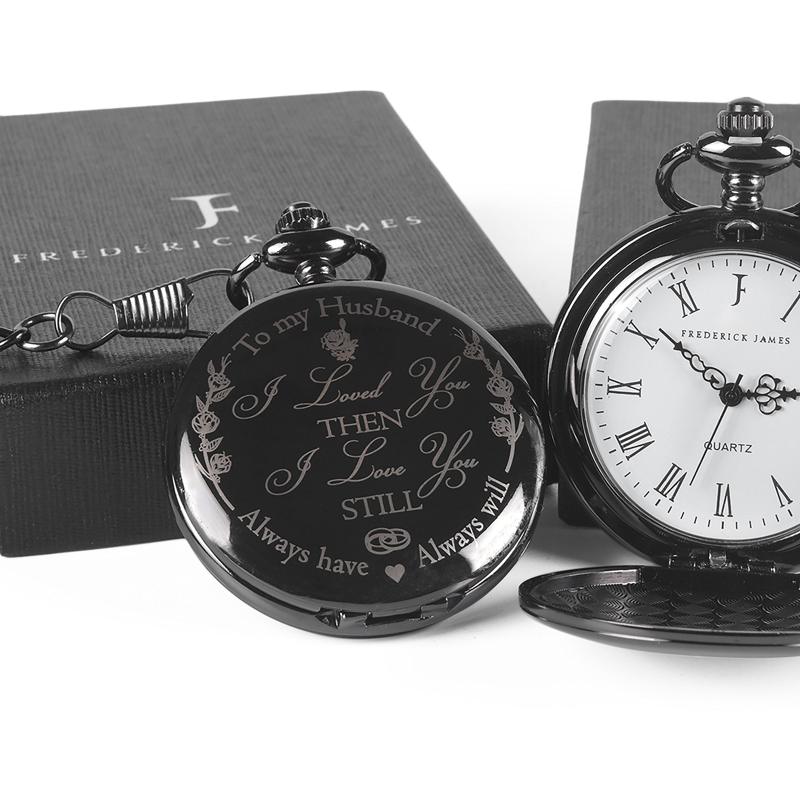Fj Frederick James Anniversary Gift's For Him I Anniversary Gift' For Husband - Engraved To My Husband Pocket Watch | I Love You Gift For Husband For Birthday I Valentines I Anniversary For Men