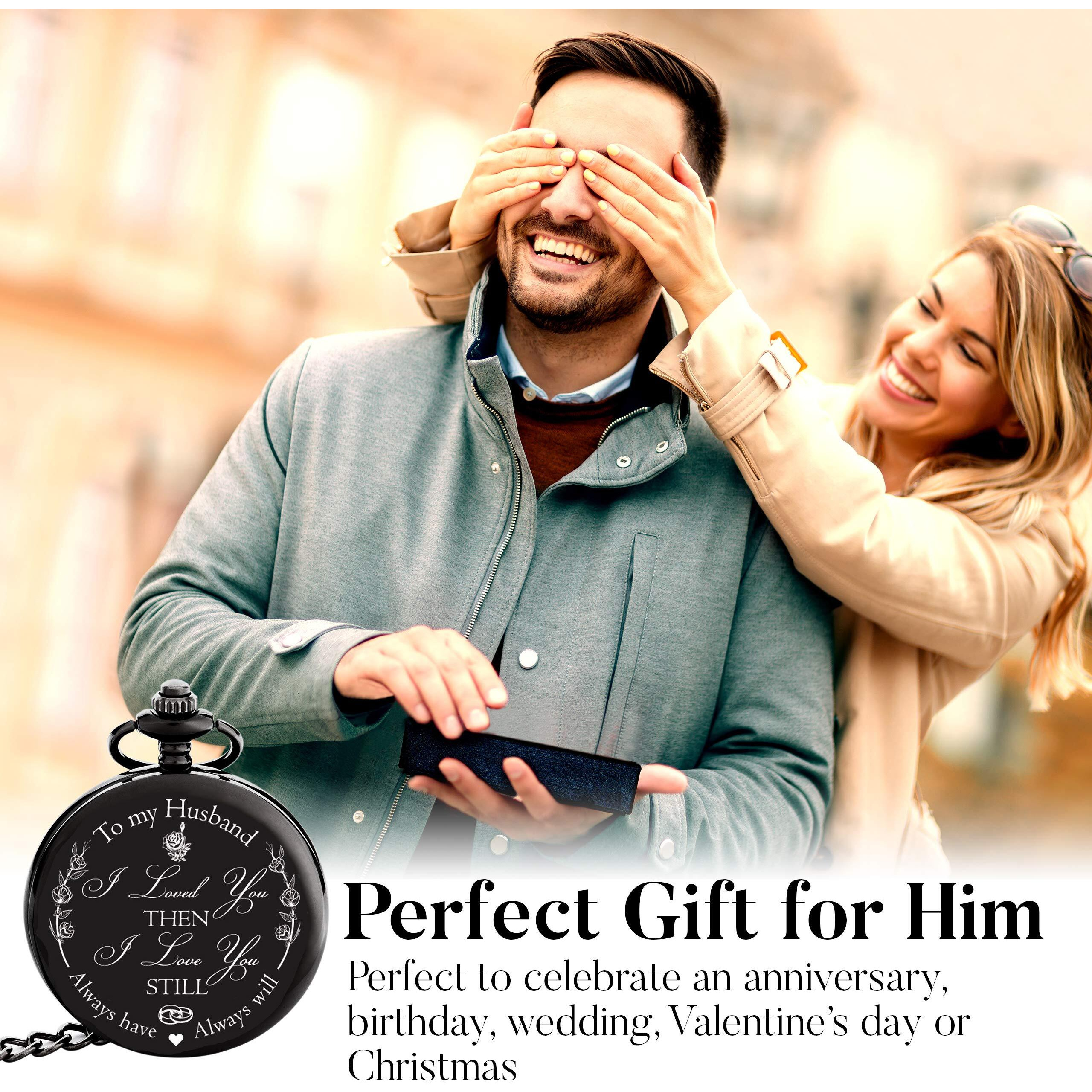 Fj Frederick James Anniversary Gift's For Him I Anniversary Gift' For Husband - Engraved To My Husband Pocket Watch | I Love You Gift For Husband For Birthday I Valentines I Anniversary For Men