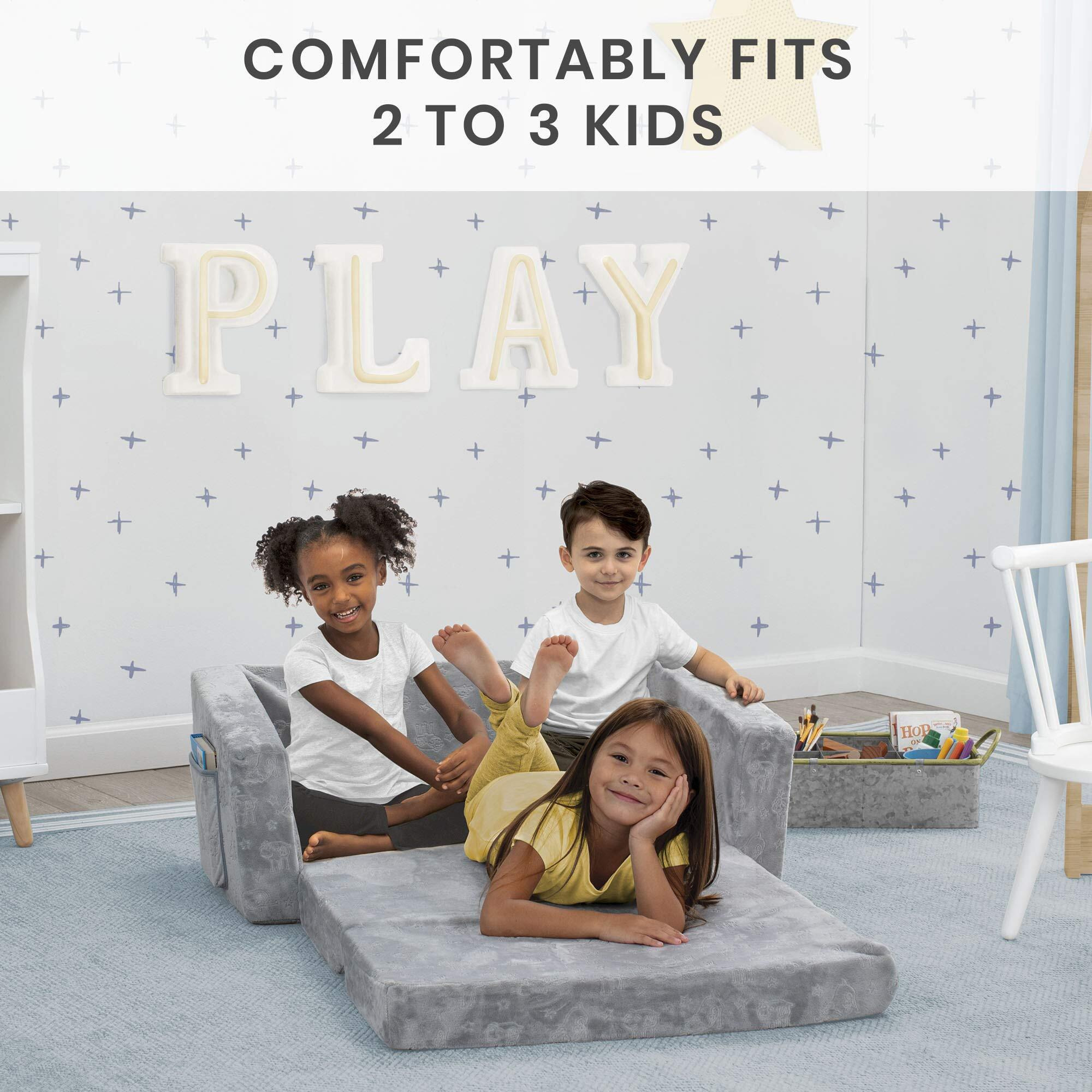 Serta Perfect Sleeper Extra Wide Convertible Sofa To Lounger - Comfy 2-In-1 Flip Open Couch/Sleeper For Kids, Grey