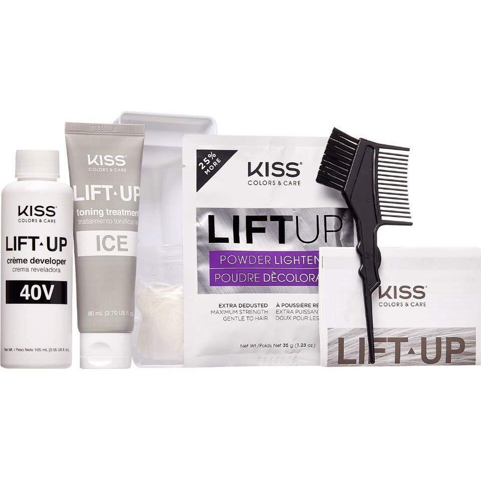 Kiss Lift Up Complete Hair Bleach Kit With Revitalizing Plex Serum To Protect From Damage, Maximum Strength To Lighten Dark Or Resistant Hair, Complete Diy 6-Pc Kit