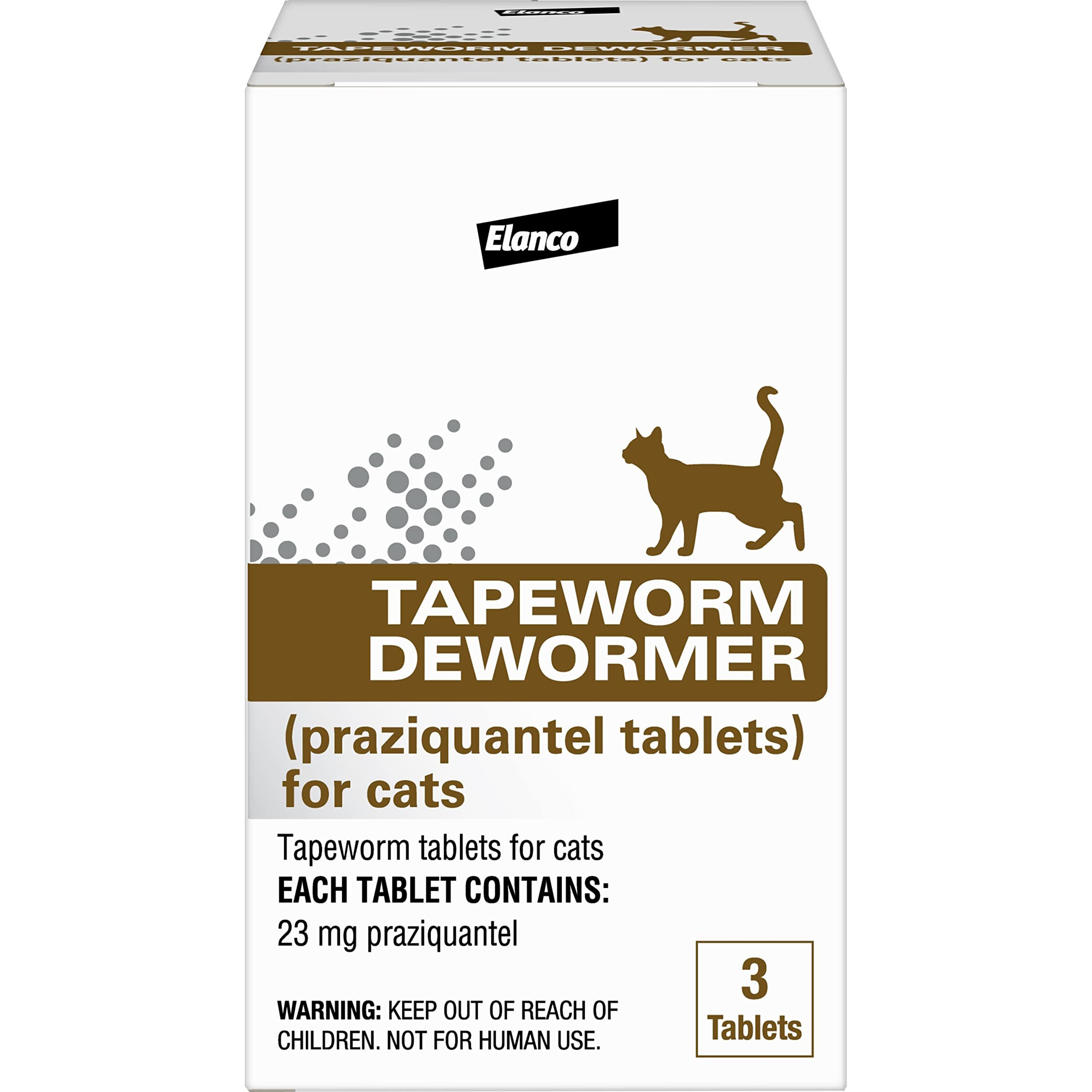 Elanco Tapeworm Dewormer (Praziquantel Tablets) For Cats And Kittens 6 Weeks And Older, 3-Count
