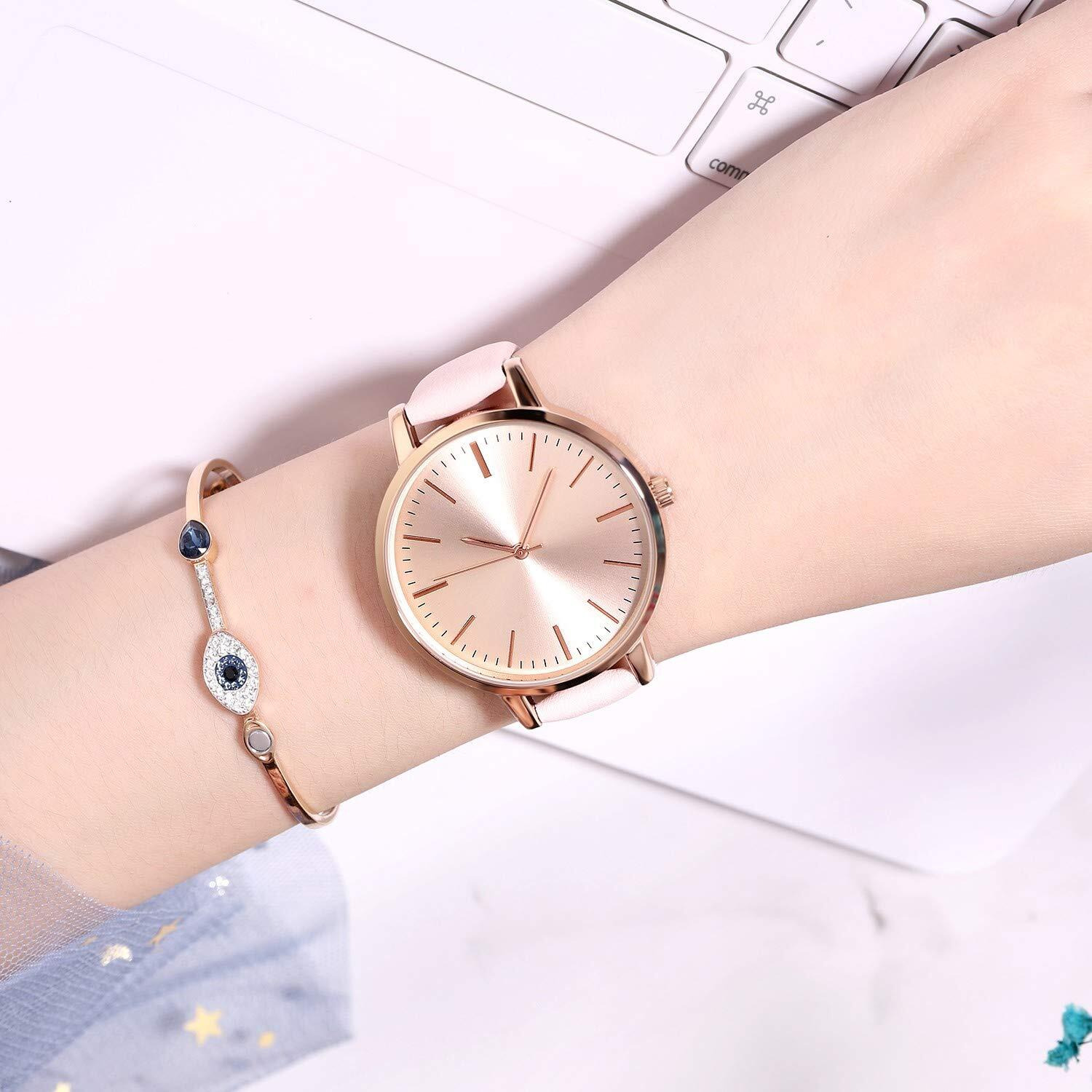 Kimomt Women's Watches Leather Band Luxury Quartz Watches Waterproof Fashion Creative Wristwatch For Women Ladies