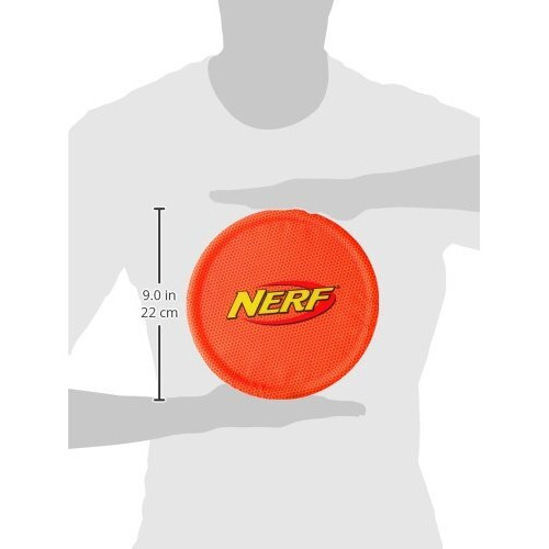Nerf Dog Nylon Flyer Dog Toy, Flying Disc, Lightweight, Durable And Water Resistant, Great For Beach And Pool, 9 Inch Diameter, For Medium/Large Breeds, Single Unit, Orange