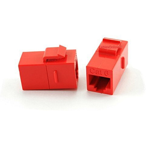 Cablesonline, 2-Pack Cat6 Female/Female Rj45 Ethernet Red Keystone Jack Coupler, Wp-C02Rd-2