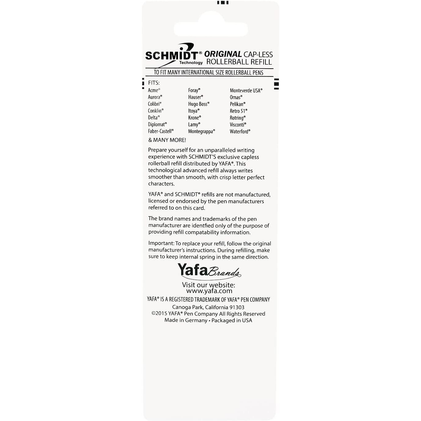 Schmidt P8127 Short Capless Rollerball Refill Medium Point 0.7Mm, Blue, 2 Pack Blister (Sc58132)