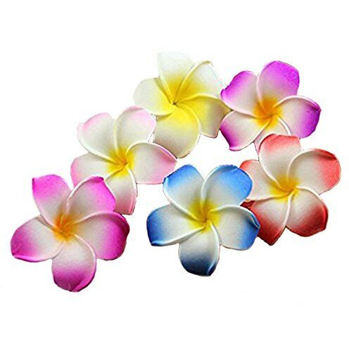 Calcifer 30Pcs 1.97''Hawaii Hawaiian Plumeria Flower Clips Bridal Wedding Party Beach Hair Clips