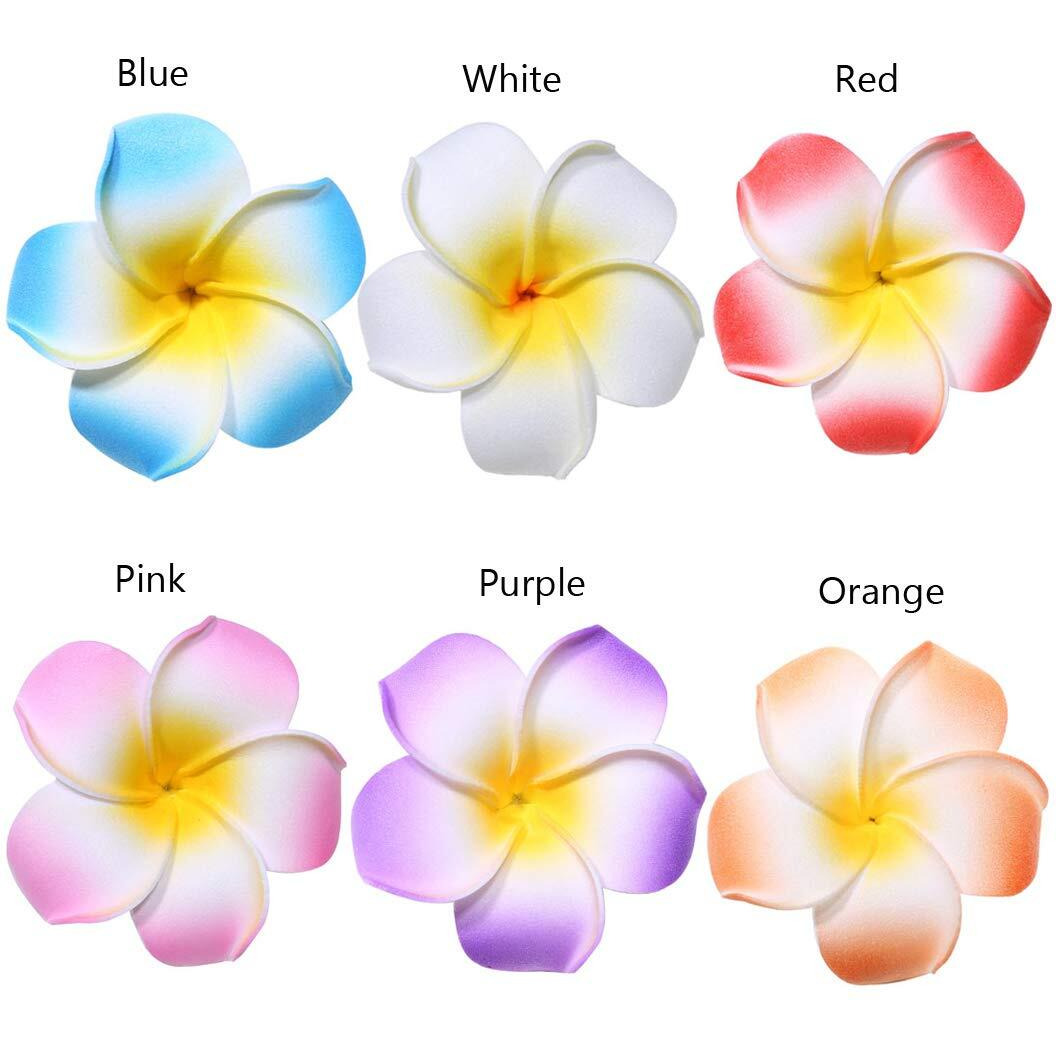 Calcifer 30Pcs 1.97''Hawaii Hawaiian Plumeria Flower Clips Bridal Wedding Party Beach Hair Clips