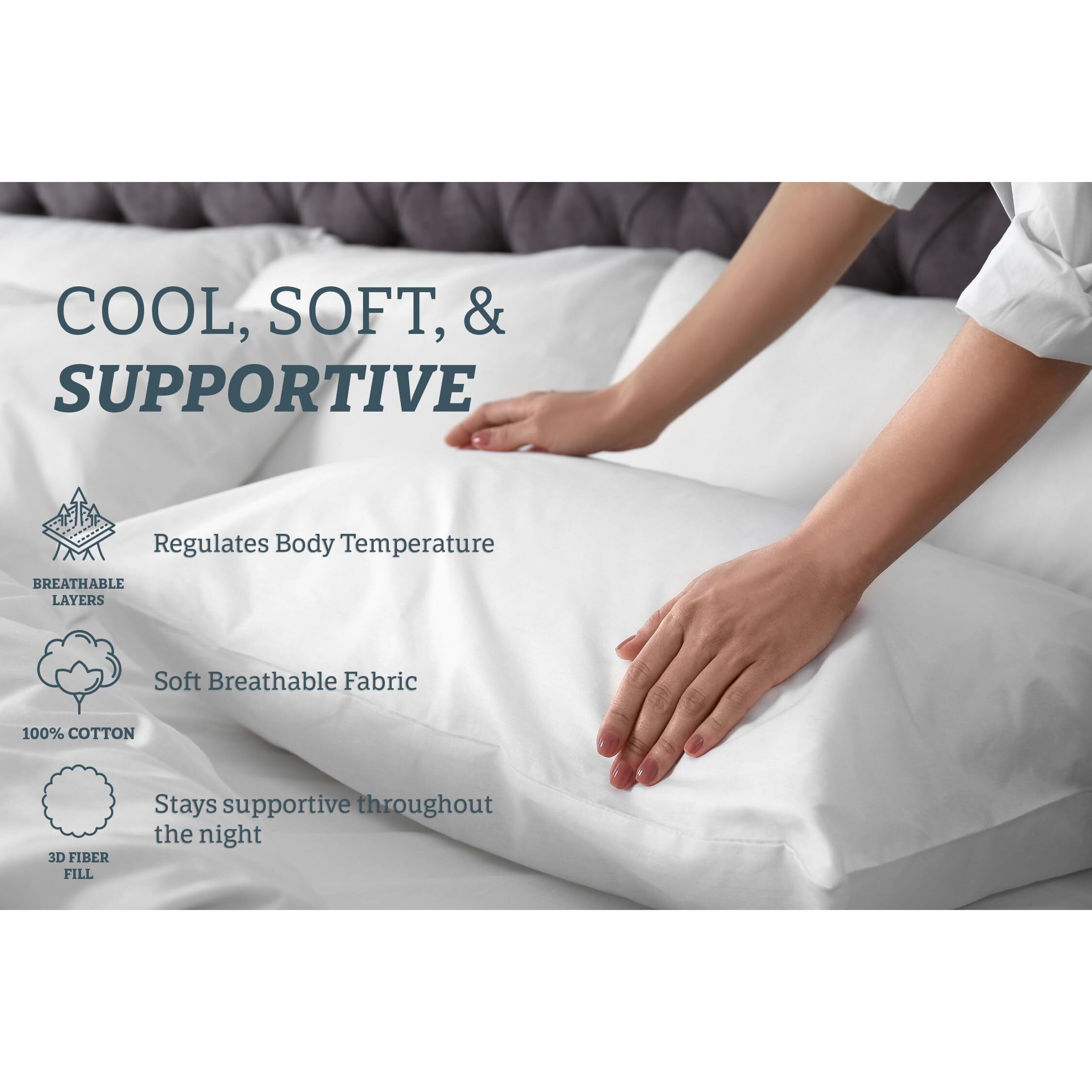 Digital Decor Hotel Collection Bed Pillows Standard Size Set Of 2- Cooling, Hypoallergenic, Down Alternative Pillows For Sleeping - For Back, Stomach, Or Side Sleepers