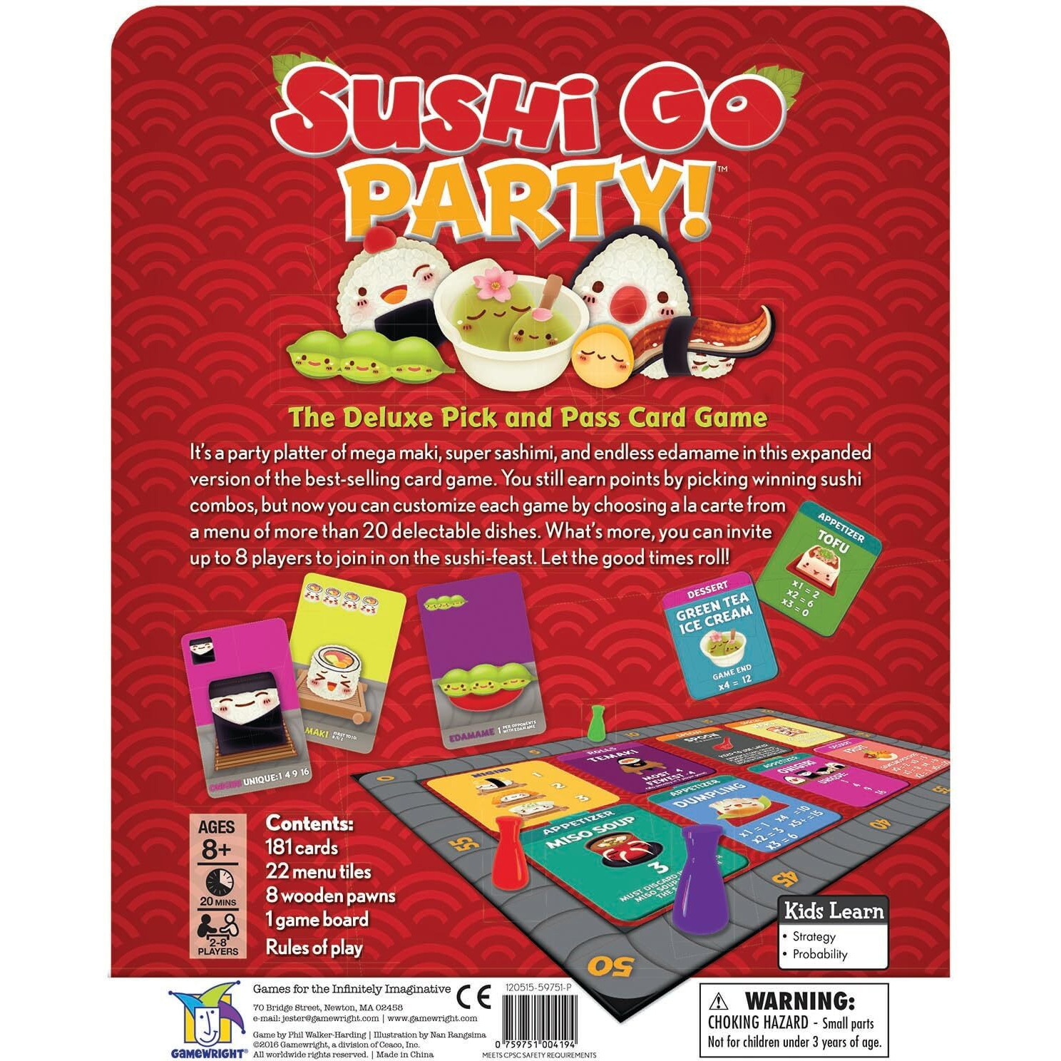 Sushi Go Party - The Deluxe Pick & Pass Card Game By Gamewright, Multicolored