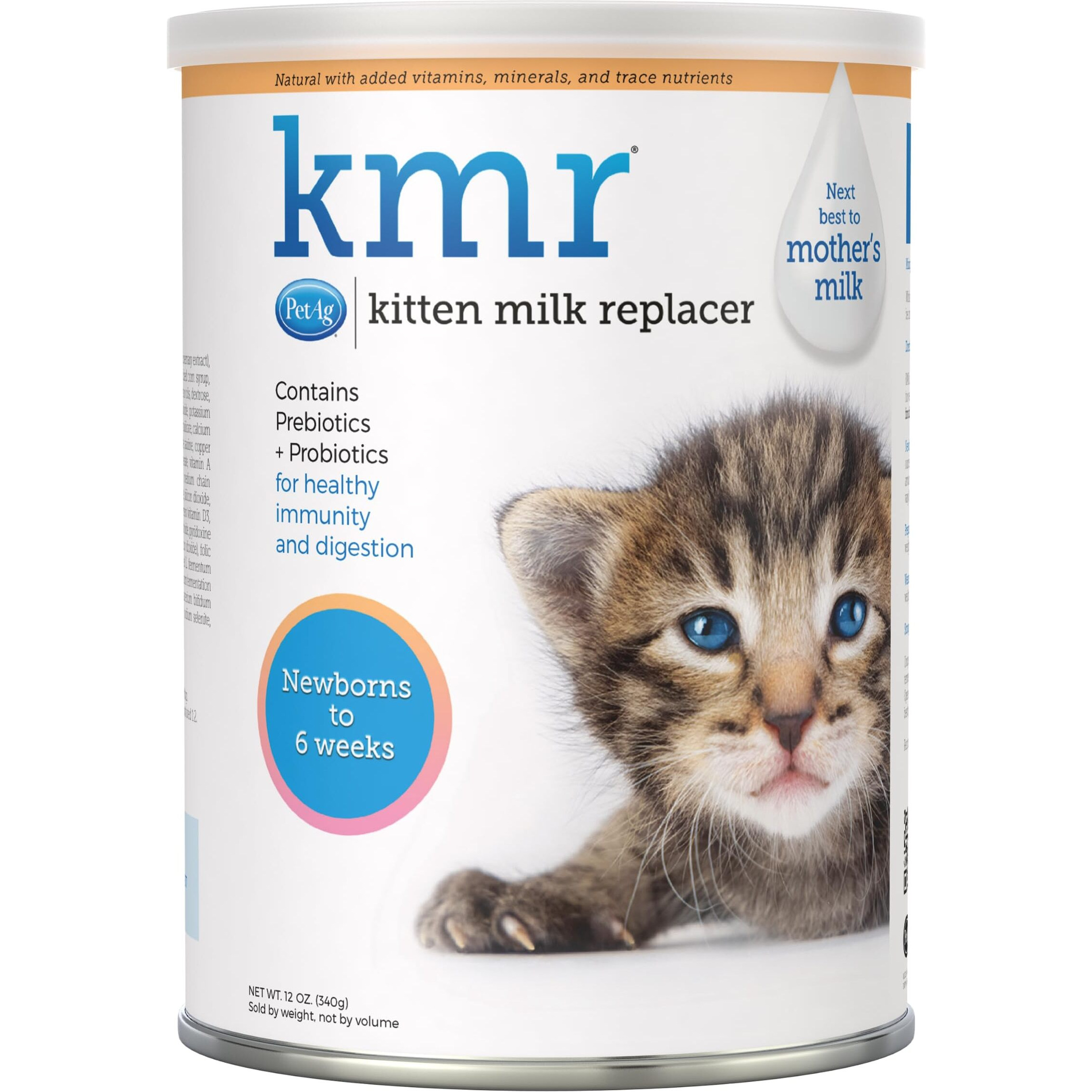 Pet-Ag Kmr Kitten Milk Replacer Powder - 12 Oz - Powdered Kitten Formula With Prebiotics, Probiotics & Vitamins For Kittens Newborn To Six Weeks Old - Easy To Digest