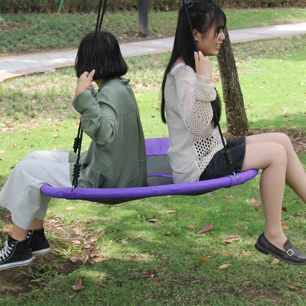Disc Giant Nest Web Rope Hanging Tree Swing Seat Set Heavy Duty Easy To Set Up For Kids Children Adult Outdoor Backyard Garden 40""/24""