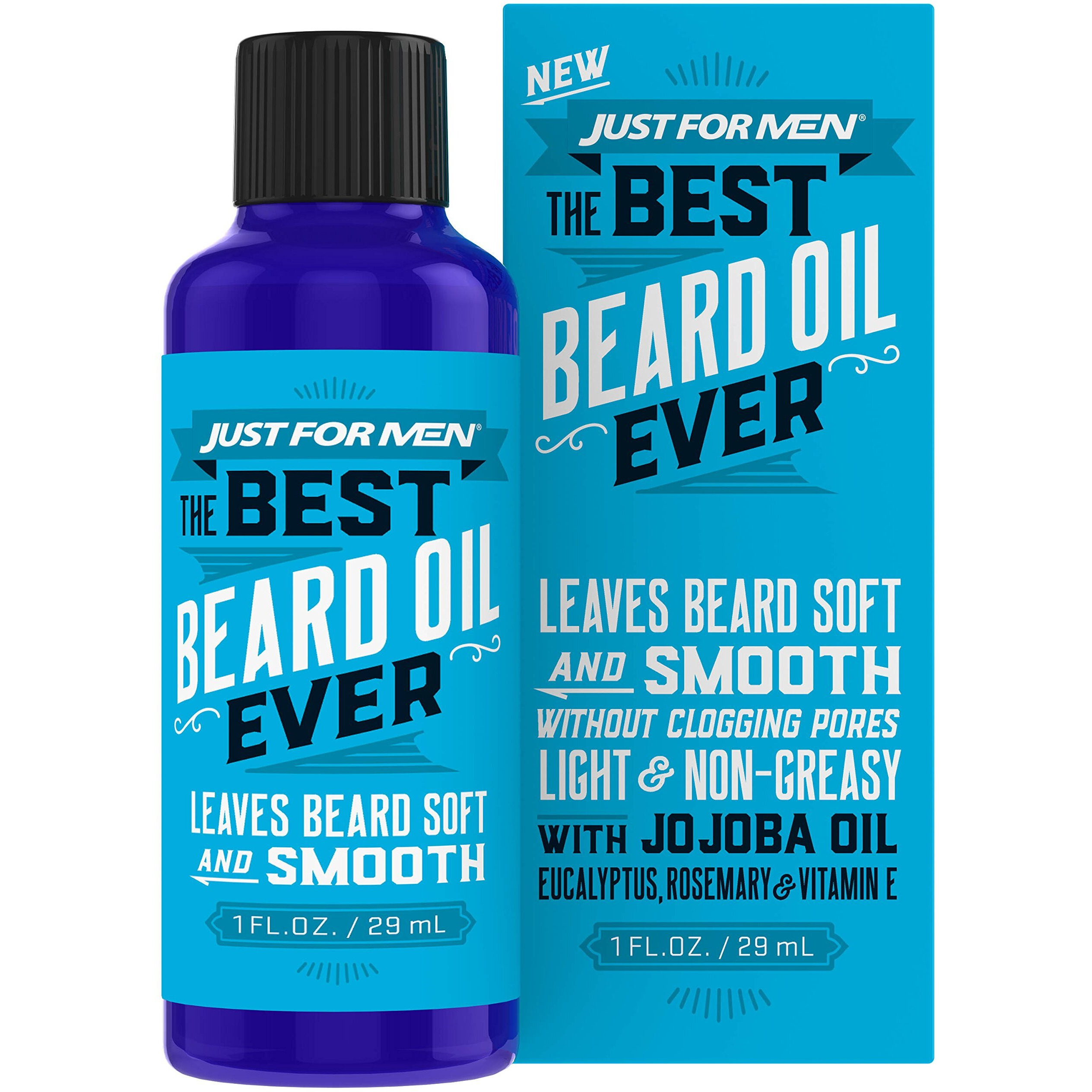 Just For Men The Best Beard Oil Ever, Supports Growth, Made With Vitamin E, Eucalyptus, Rosemary, And Jojoba Oil, Smoothes And Softens Without Clogging Pores, Light & Nongreasy, 1 Fl Oz