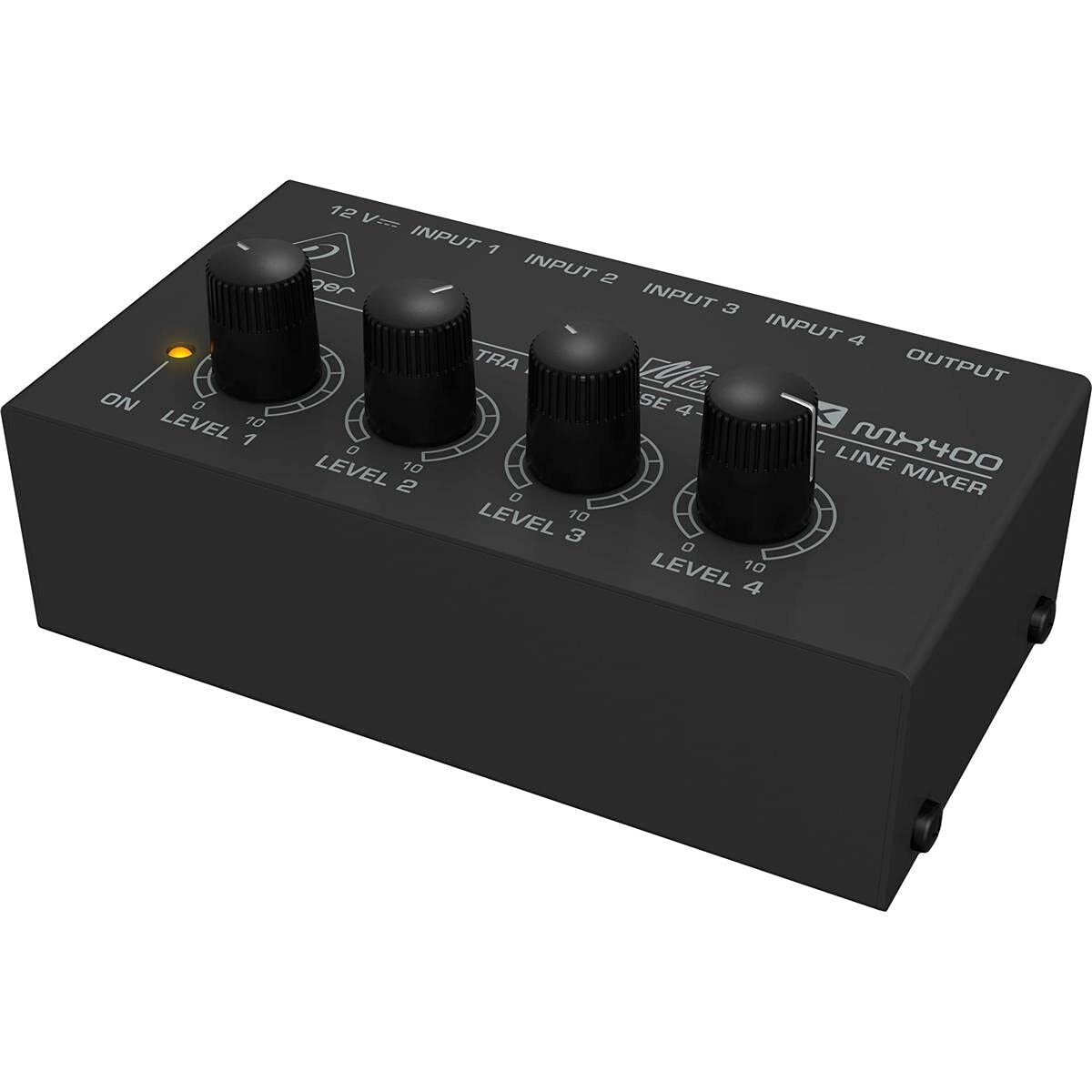 Behringer Micromix Mx400 Ultra Low-Noise 4-Channel Line Mixer, 4.7 Kohms Input Impedance, Output Impedance 80 Ohms