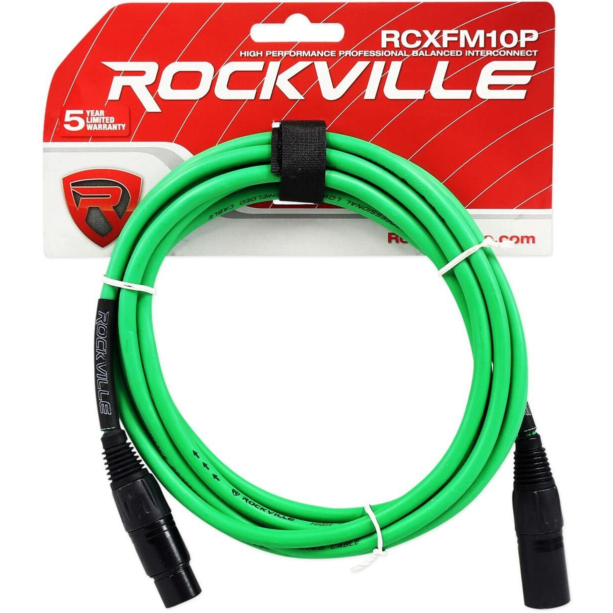 Rockville Rcxfm10P-G Green 10' Female To Male Rean Xlr Mic/Speaker Cable, 10 Foot