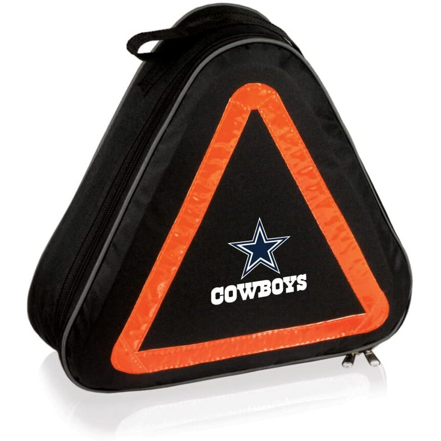 Picnic Time Nfl Dallas Cowboys Roadside Emergency Car Kit, Auto Vehicle Safety Road Side Assistance With Jumper Cables And Car Tool Kit, (Black With Orange Accents)