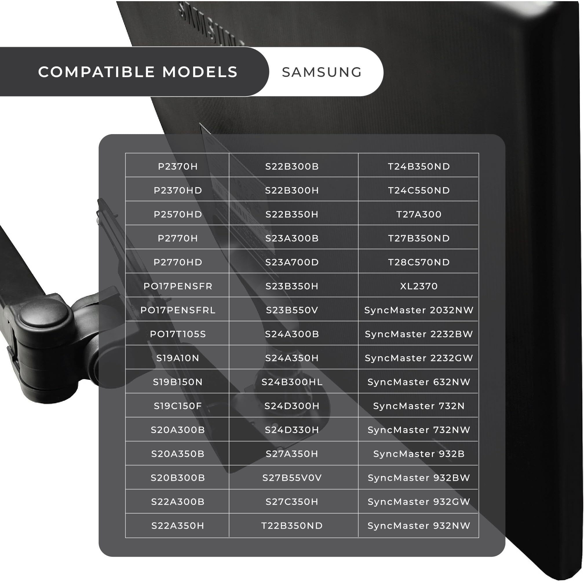 Humancentric Vesa Mount Adapter Bracket Compatible With Samsung Monitors, Fits Many Models Including Px2370, S23C350H, S24B300El, S24D300, S27B350, S24D330, S22B350, And More