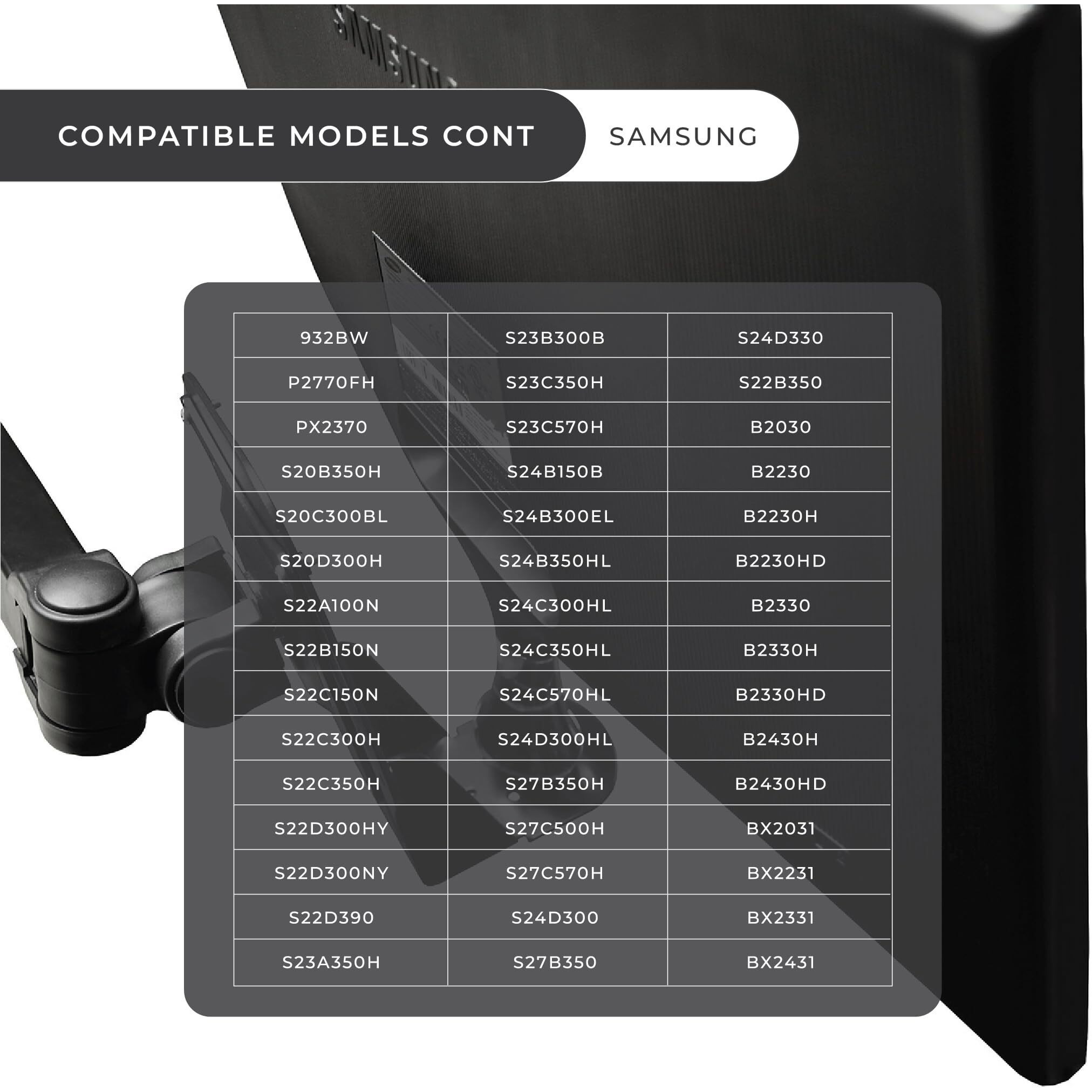 Humancentric Vesa Mount Adapter Bracket Compatible With Samsung Monitors, Fits Many Models Including Px2370, S23C350H, S24B300El, S24D300, S27B350, S24D330, S22B350, And More