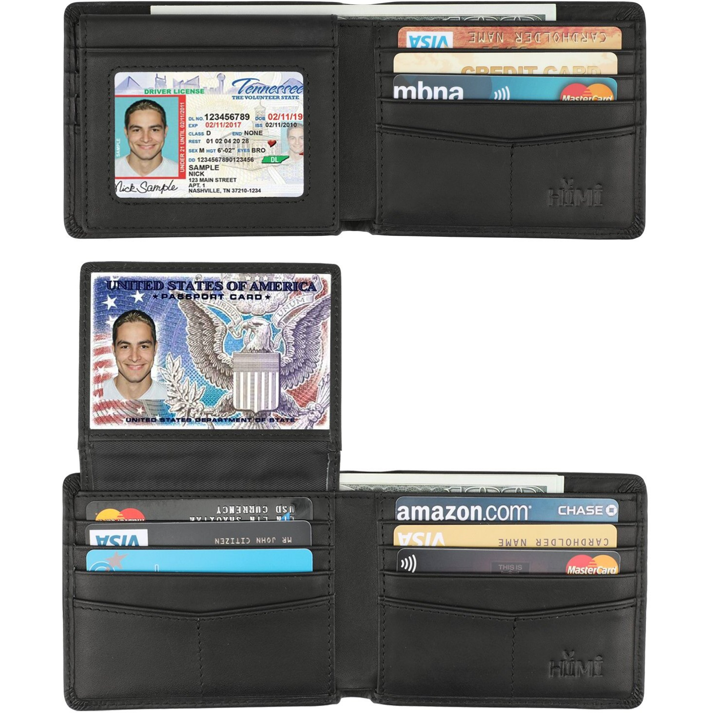 Himi Wallet For Men-Genuine Leather Rfid Blocking Bifold Stylish Wallet With 2 Id Window (Vintage Black)