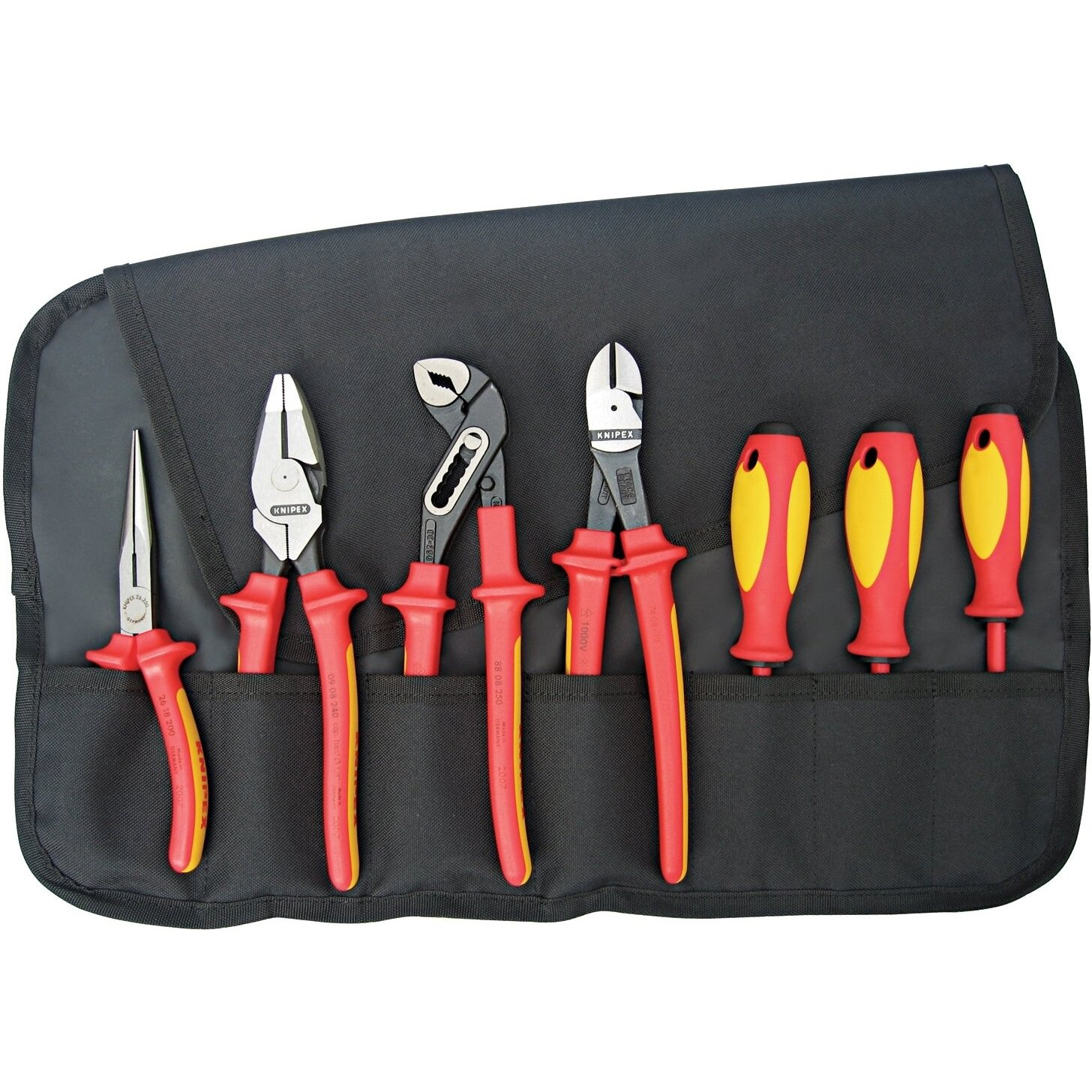 Knipex 7 Pc Pliers/Screwdriver Tool Set, 1000V, Nylon Pouch