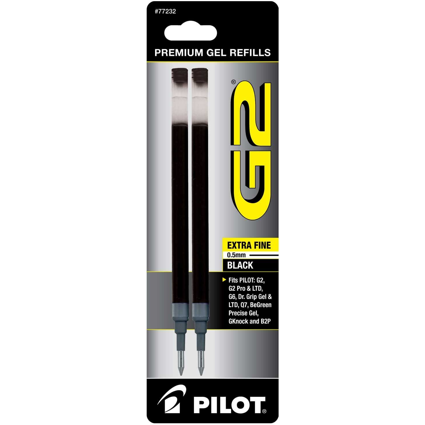 Pilot G2 Gel Ink Refill For Rolling Ball Pens, Extra Fine Point, Black Ink (Pil77232-6Packs)