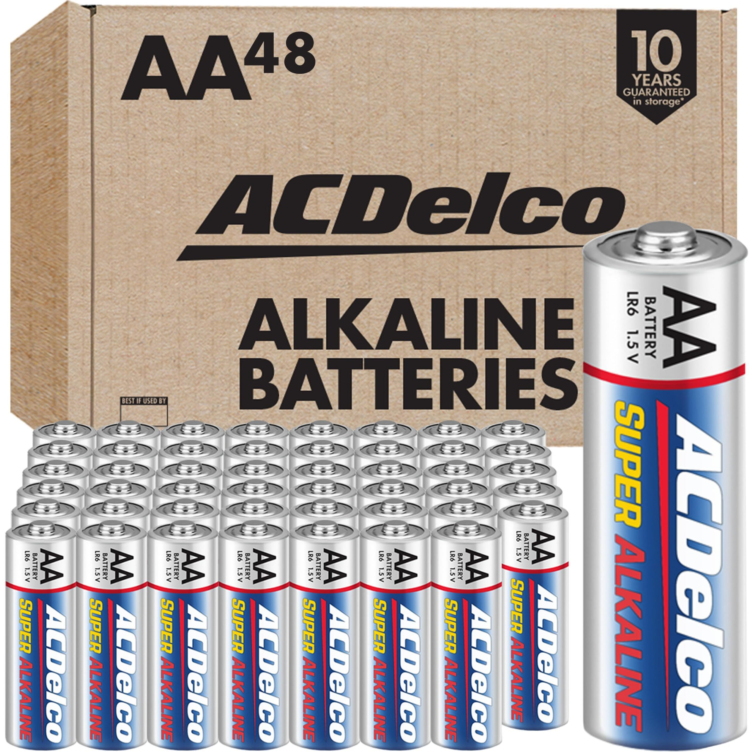 Acdelco 48-Count Aa Batteries, Maximum Power Super Alkaline Battery, 10-Year Shelf Life, Reclosable Packaging Blue