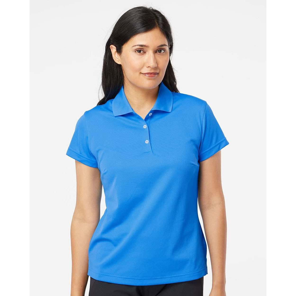 Adidas Golf A131 Ladies' Climalite Basic Short-Sleeve Polo, Shock Blue Whte, X-Large