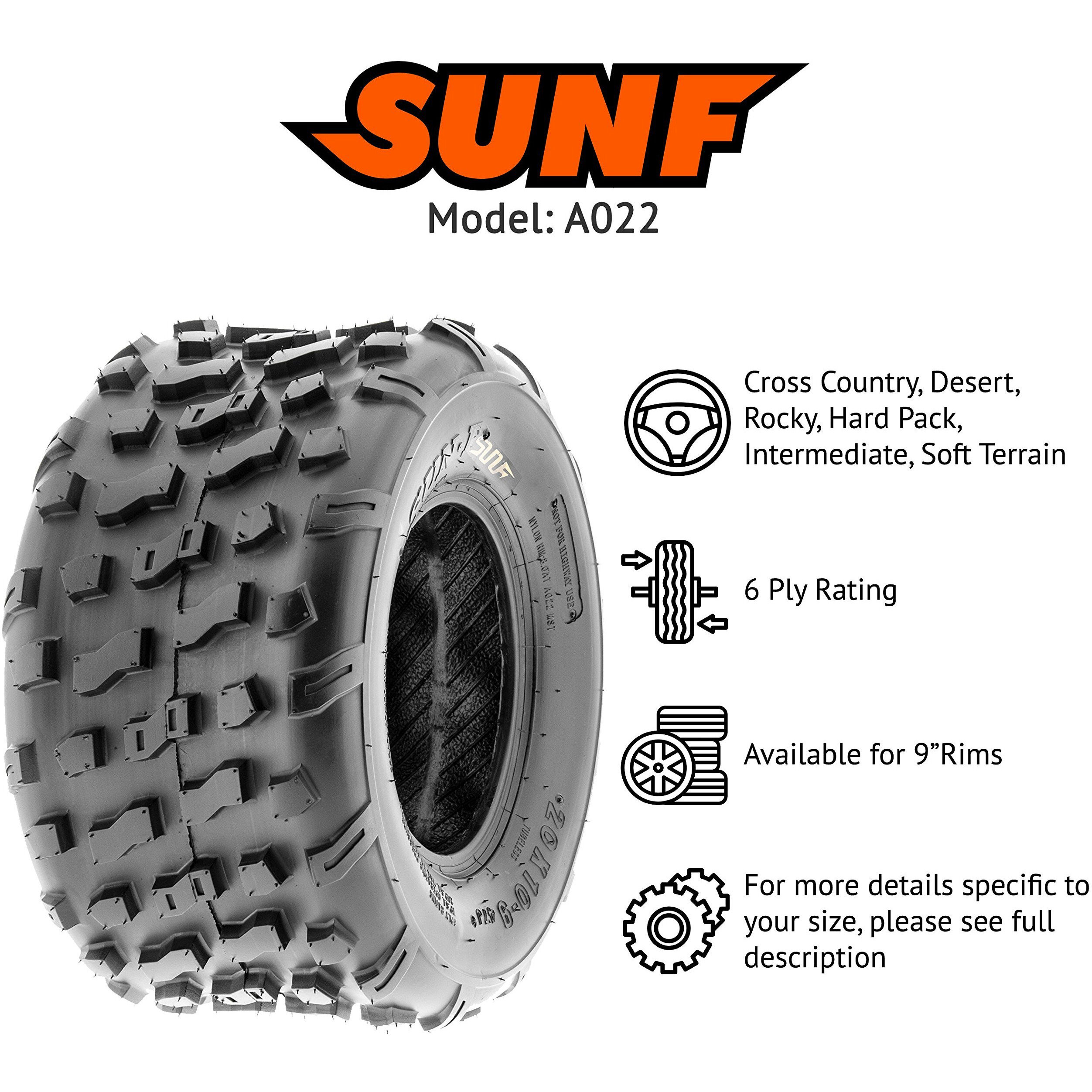 Sunf 20X10-9Go Kart Golf Cart Lawn Mower 20X10X9 Knobby 4 Pr A022 - Pair Of 2