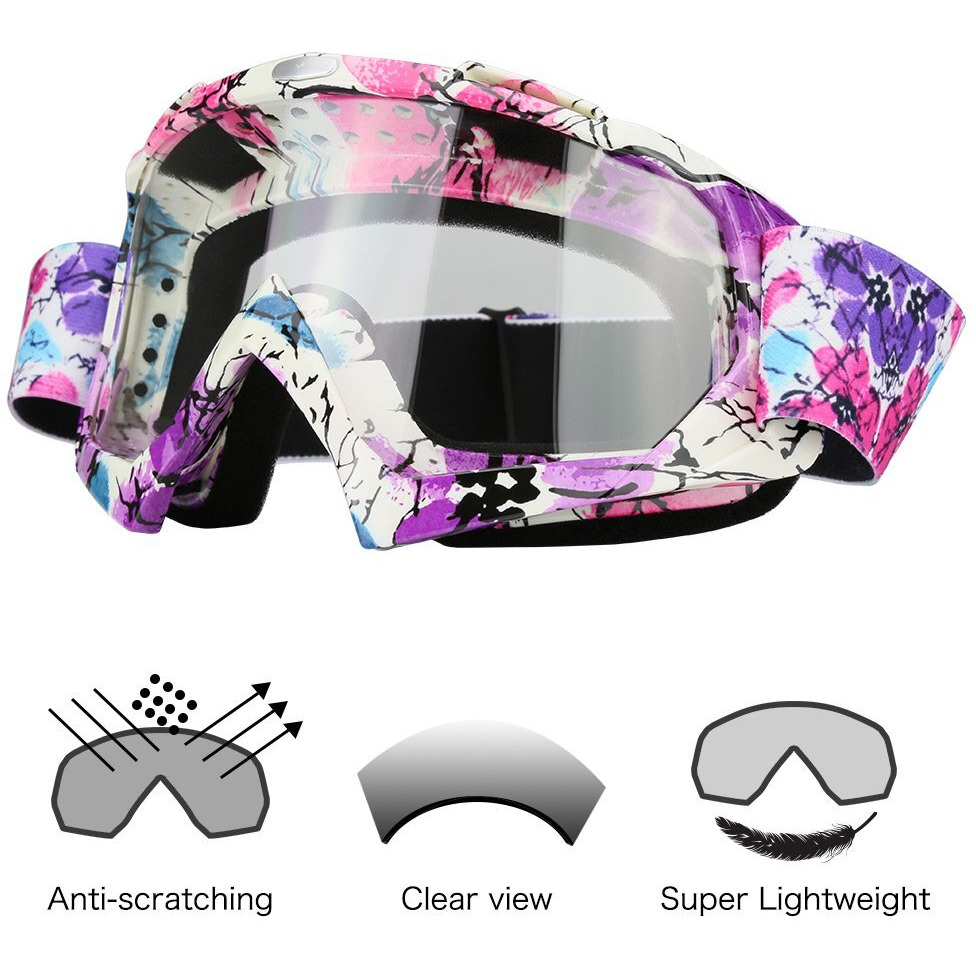 Jamiewin Clear Lens Dirt Bike Motorcycle Goggles Atv Racing Motocross Mx Goggle Glasses Uv Protection For Men Women Youth Kids (Clear Lens)