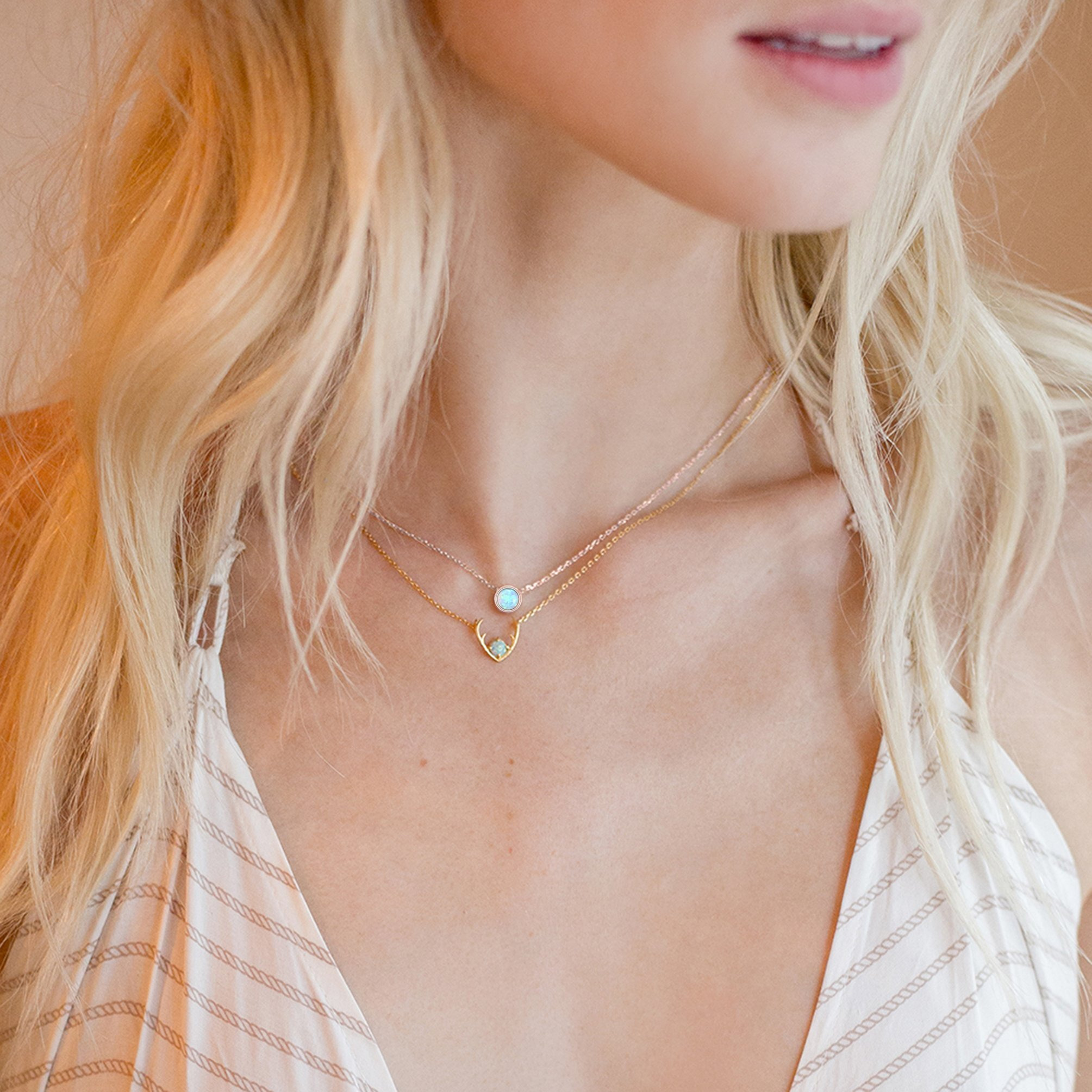 Pavoi 14K Rose Gold Plated Round Created White Opal Necklace | Opal Necklaces For Women