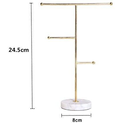 Tkocisa Jewelry Stand Display Necklace Holder, T-Bar Necklace Display Stand Hanging Pendant Rack Jewelry Organizer Stand For Bracelets, Necklaces And Earrings(Gold)