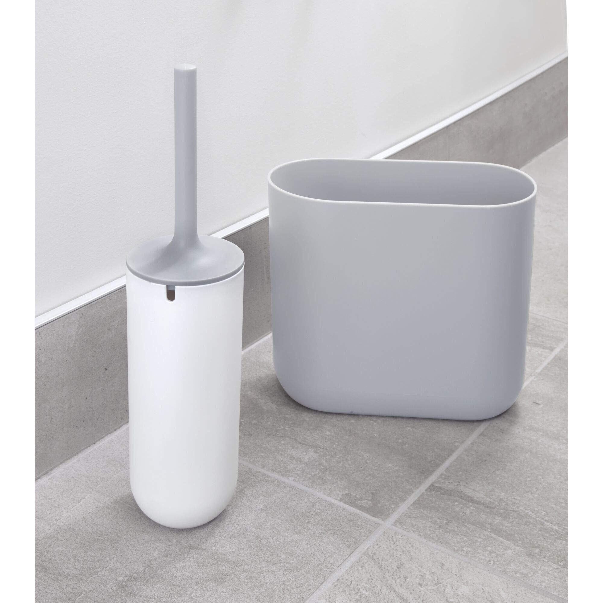 Idesign Cade Oval Slim Trash, Compact Waste Basket Garbage Can For Bathroom, Bedroom, Home Office, Dorm, College, Matte Gray