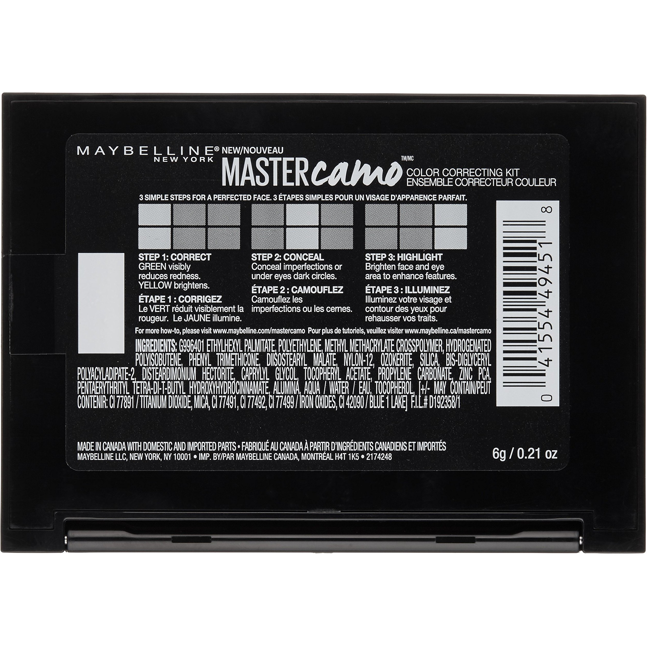 Maybelline New York Facestudio Master Camo Color Correcting Kit, Light, 0.21 Oz.