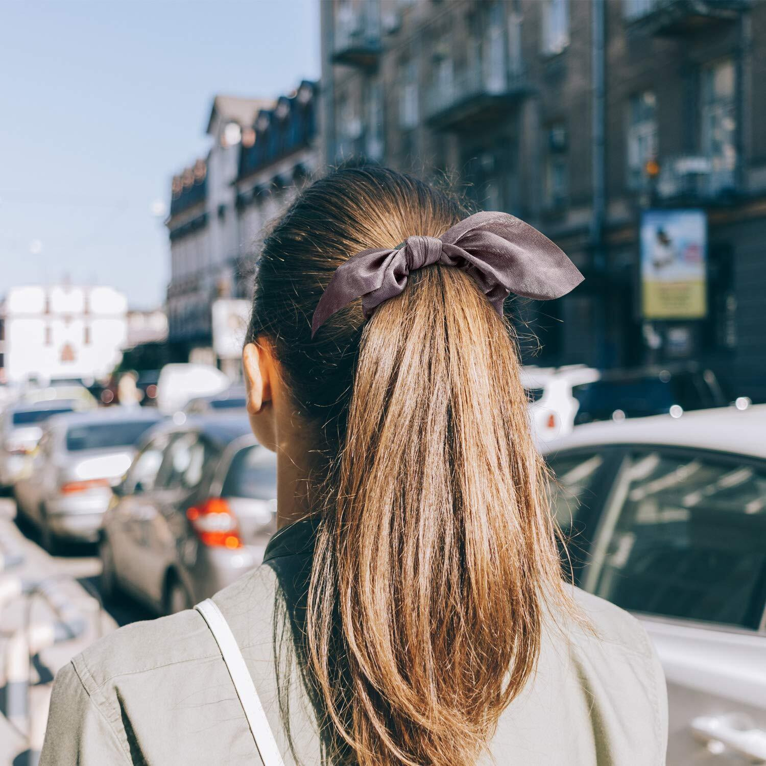 Yaomiao 12 Pieces Scrunchie Bows Bunny Ear Scrunchies Scrunchies For Hair Bow Silk Bowknot Scrunchies Bobbles Elastic Hair Ties Ropes For Women
