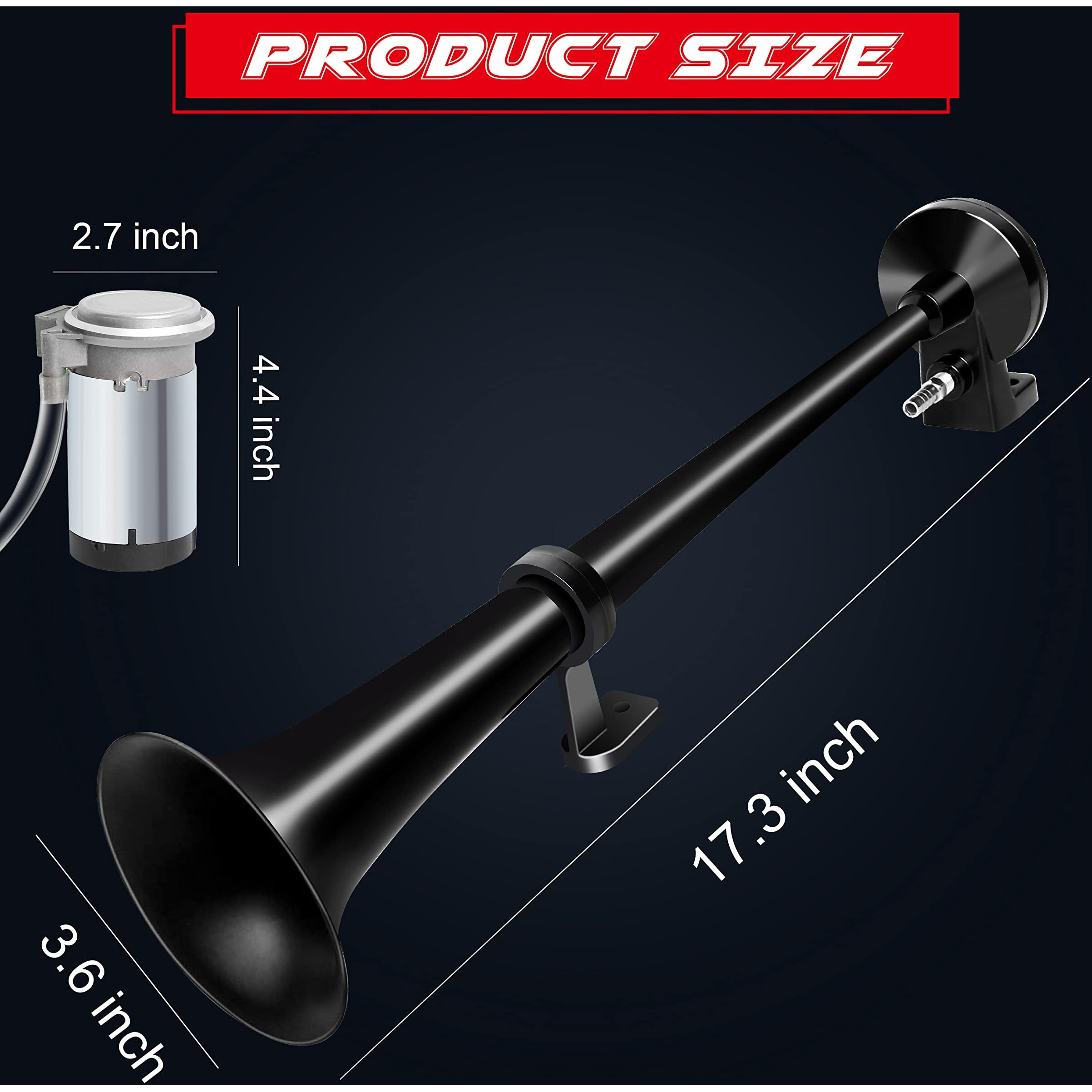Carfka Air Horn For Truck Boats Car, 150Db Super Loud Train Horns Kit With 120 Psi Air Compressor (Black, Single)