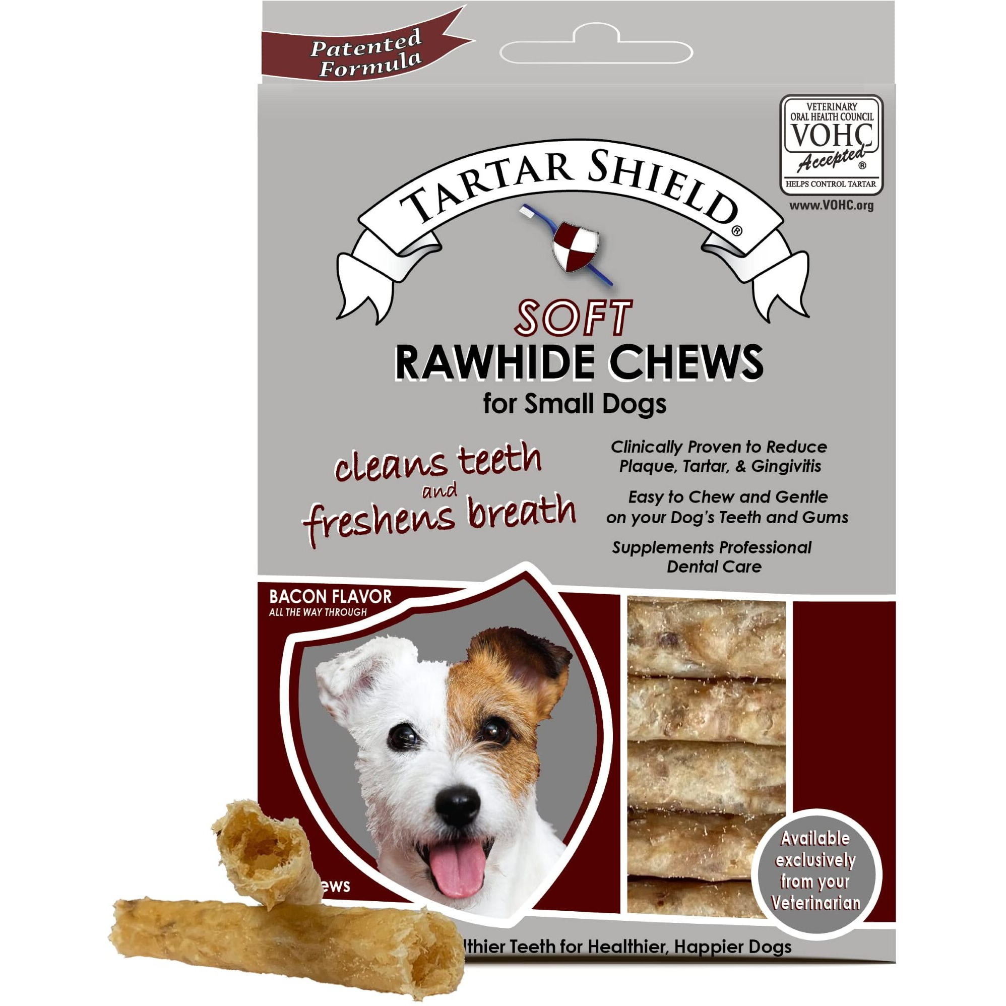 Tartar Shield Soft Rawhide Chews | Safe Dental Treats For Small Dogs | Vet Vohc Approved | Daily Bone Cleans Teeth & Gums Fresh Breath Oral Health Support | Usa Made | (Small Dogs / 12 Count)